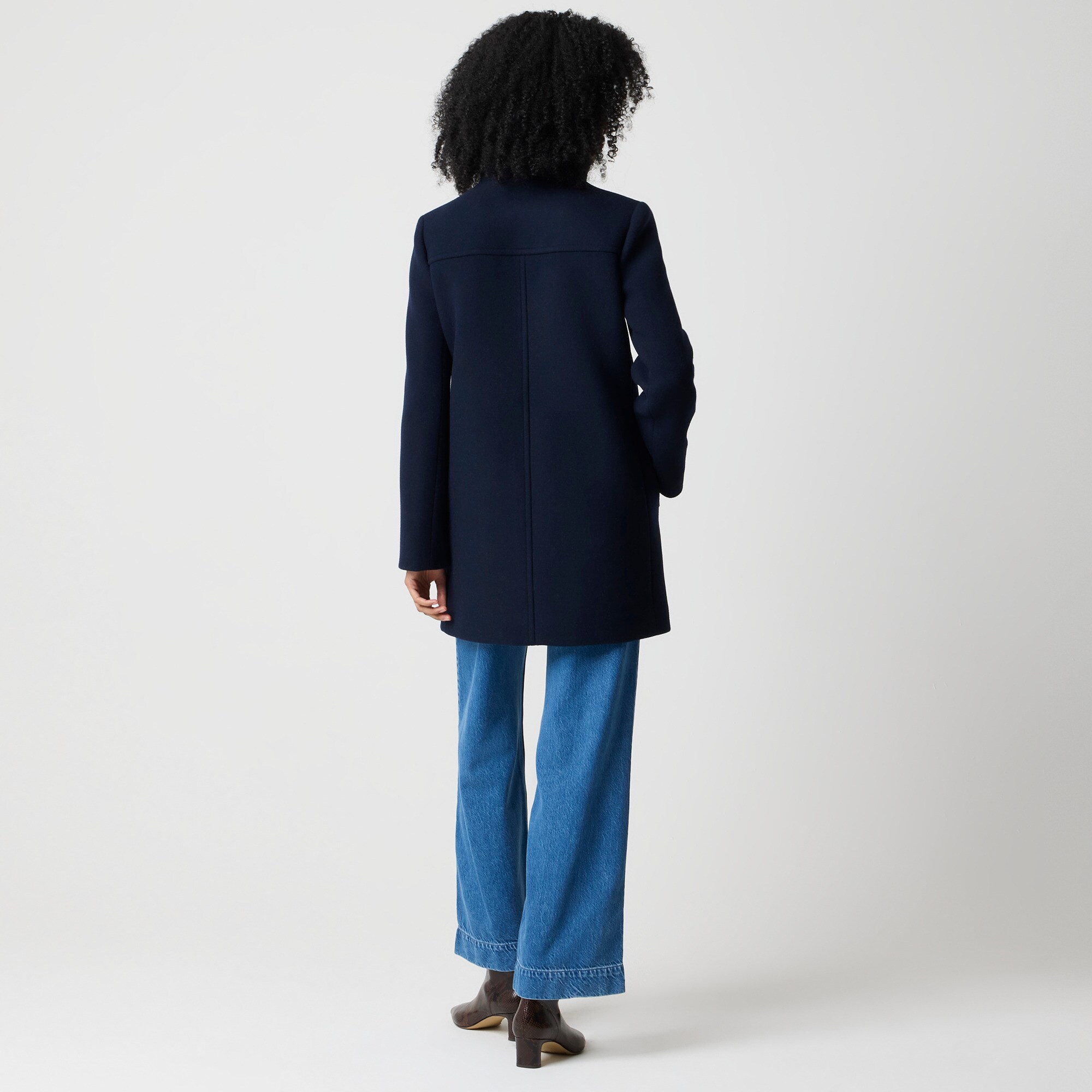 Petite city coat with button neck