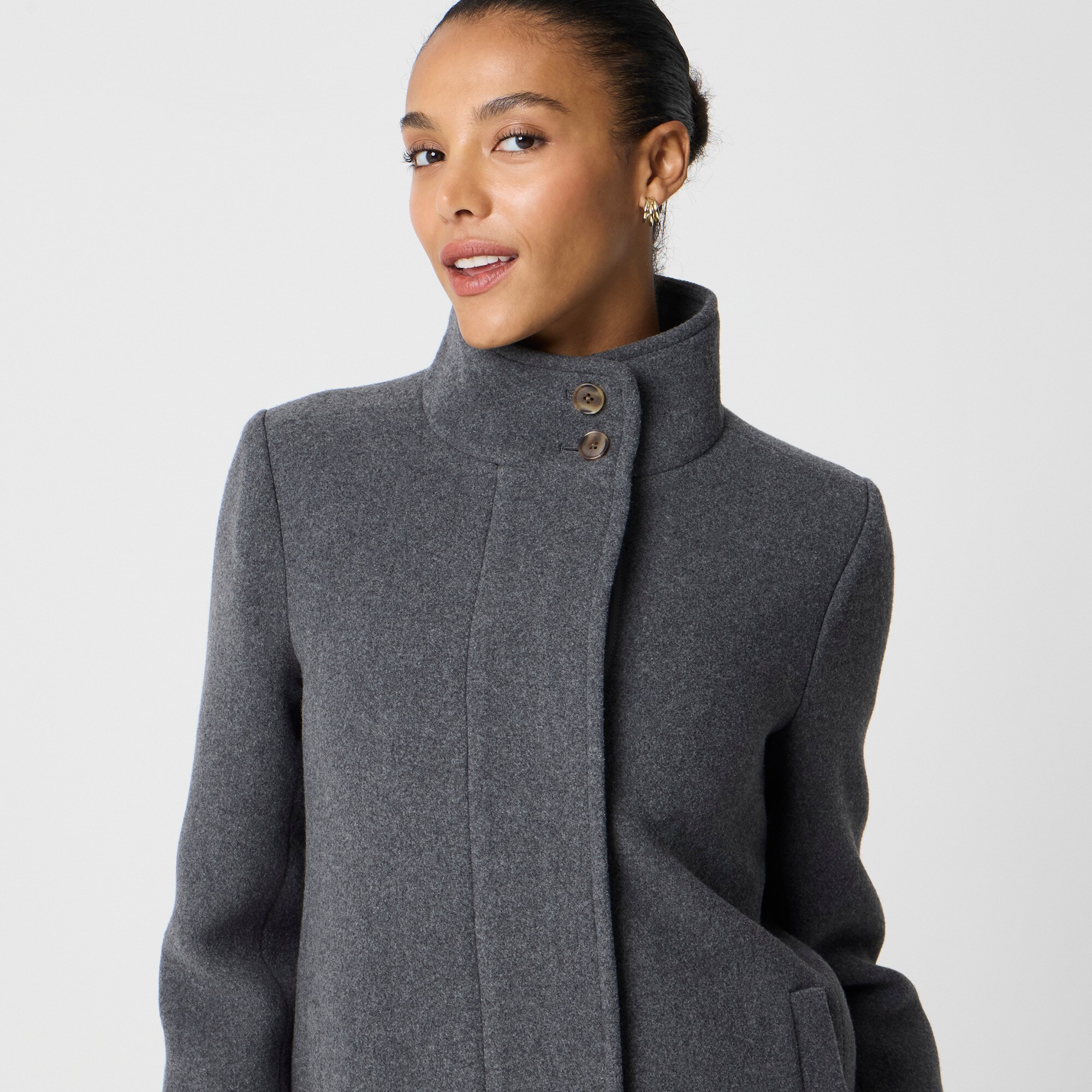 City Coat With Button Neck For Women | Factory