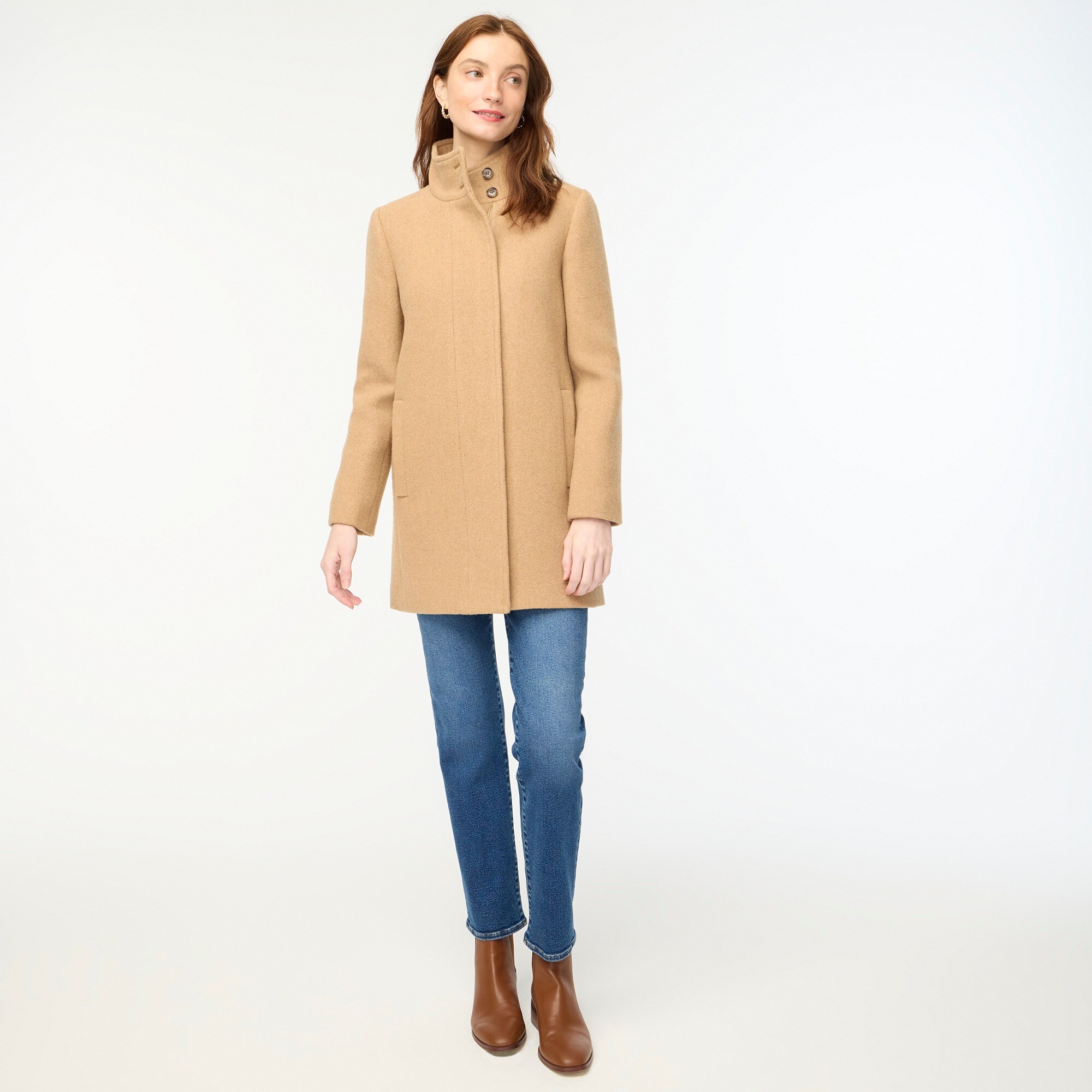  Petite button-neck city coat