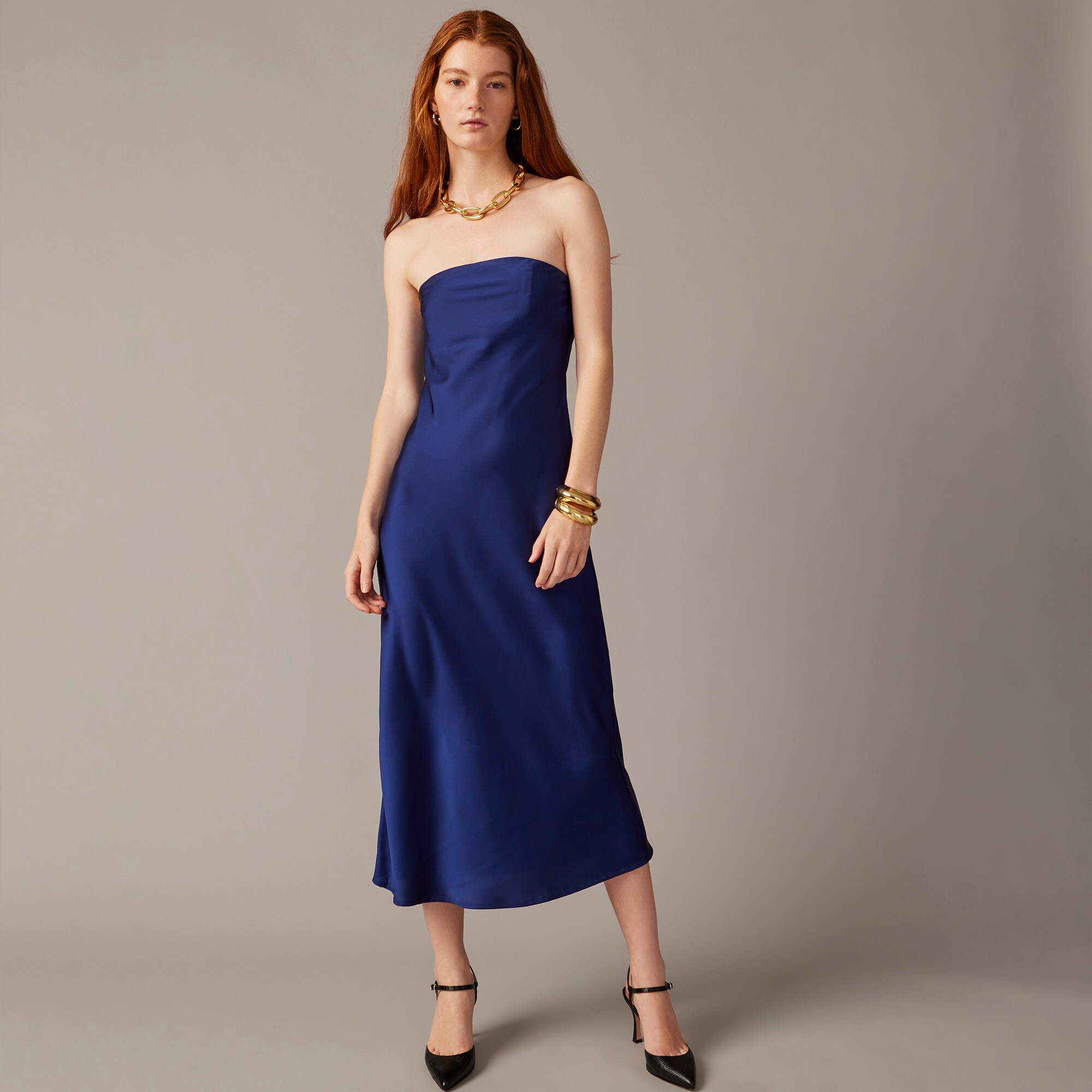 Collection strapless Gwyneth slip dress in luster charmeuse