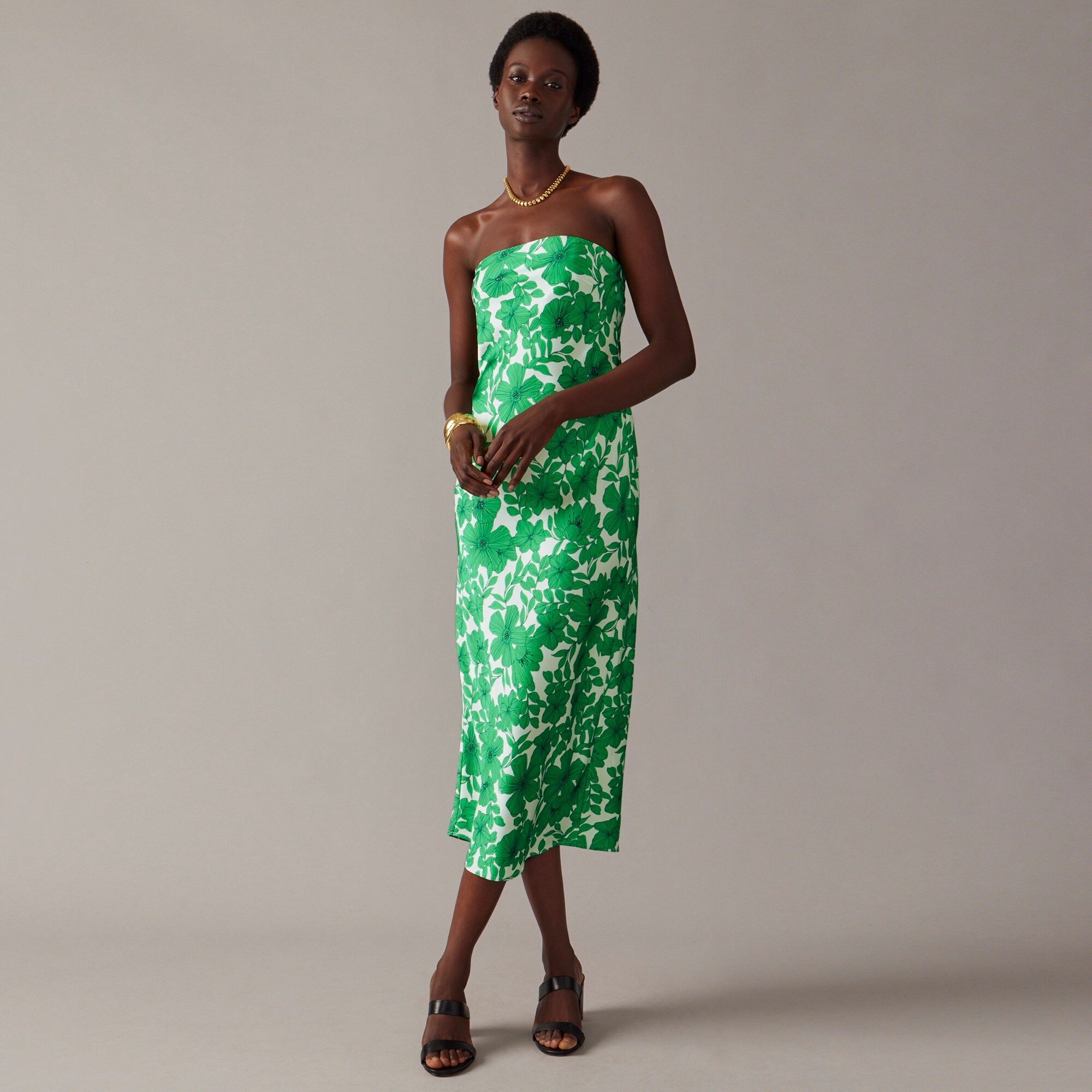  Collection strapless slip dress in greenhouse floral print