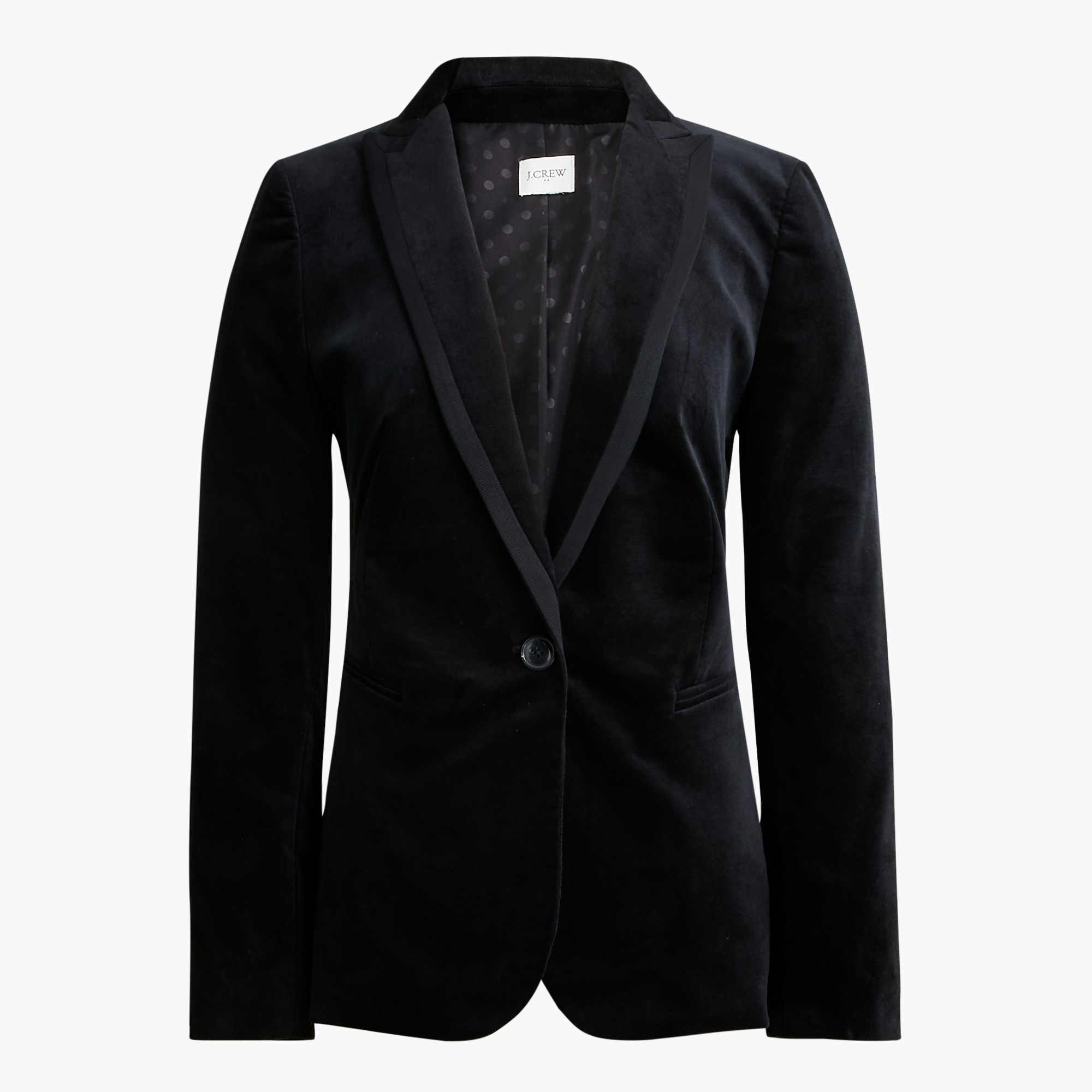 Petite velvet one button blazer