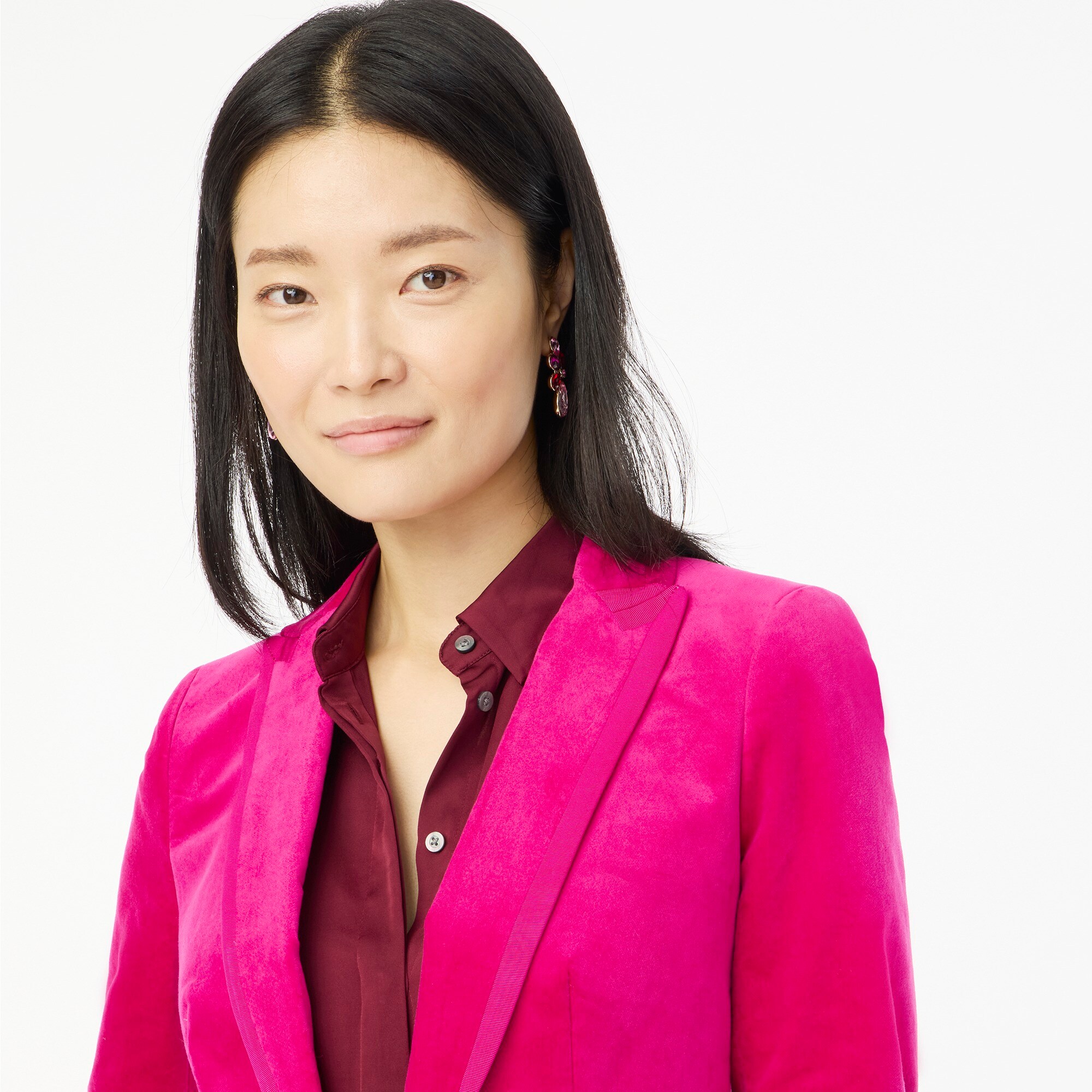 Petite velvet one-button blazer