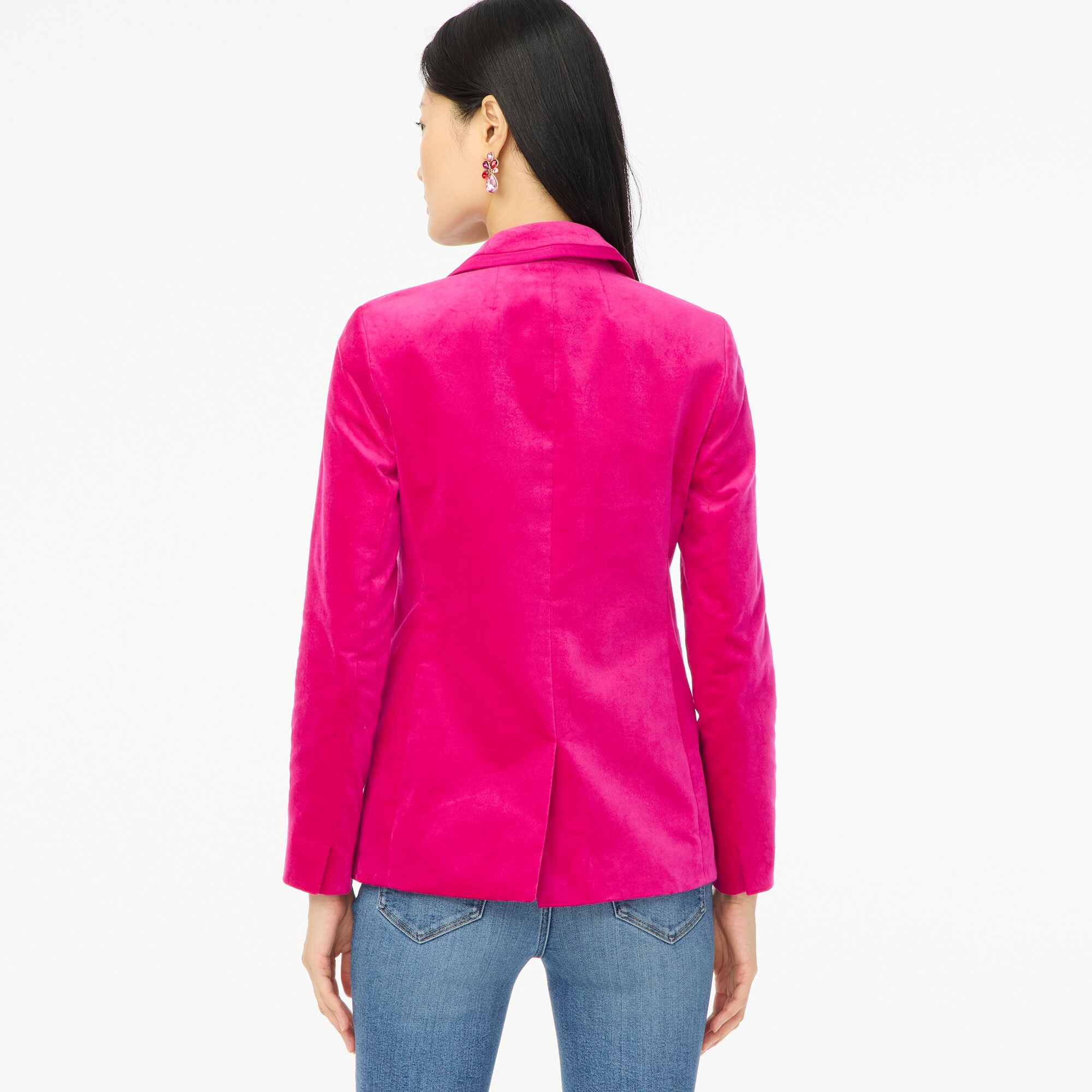 Petite velvet one-button blazer