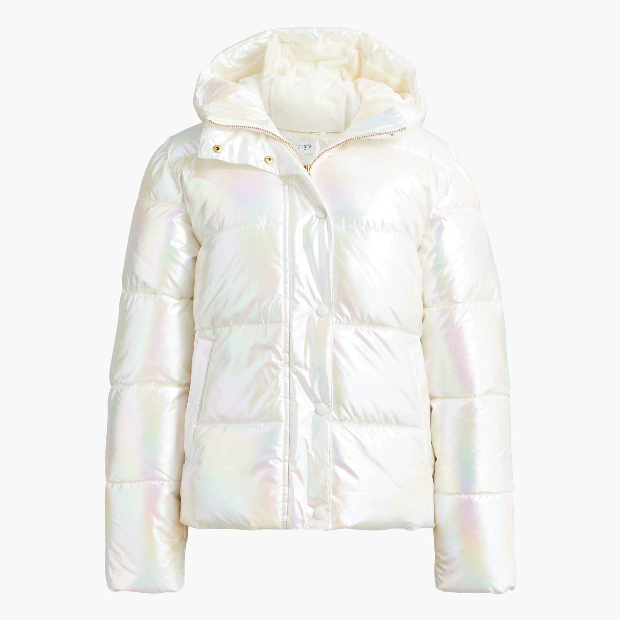 shimmer puffer jacket for women