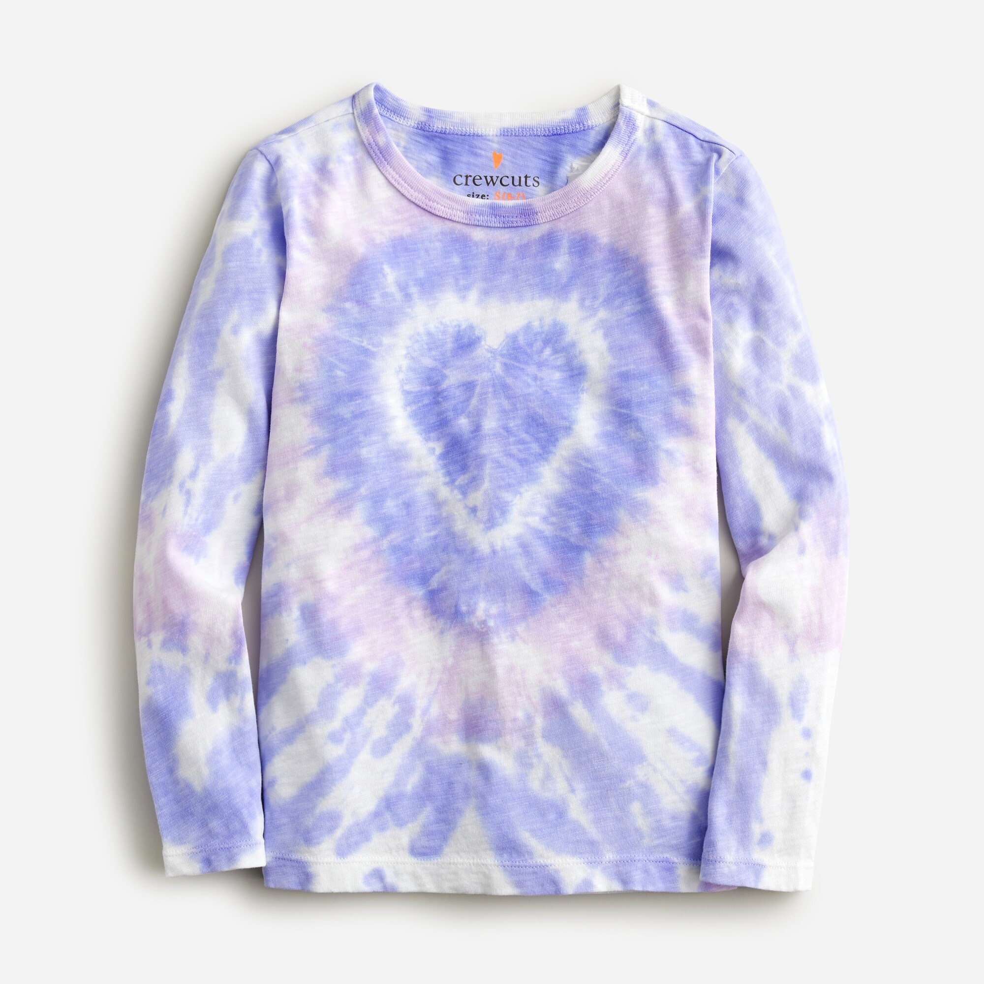 Girls' long-sleeve heart tie-dye T-shirt