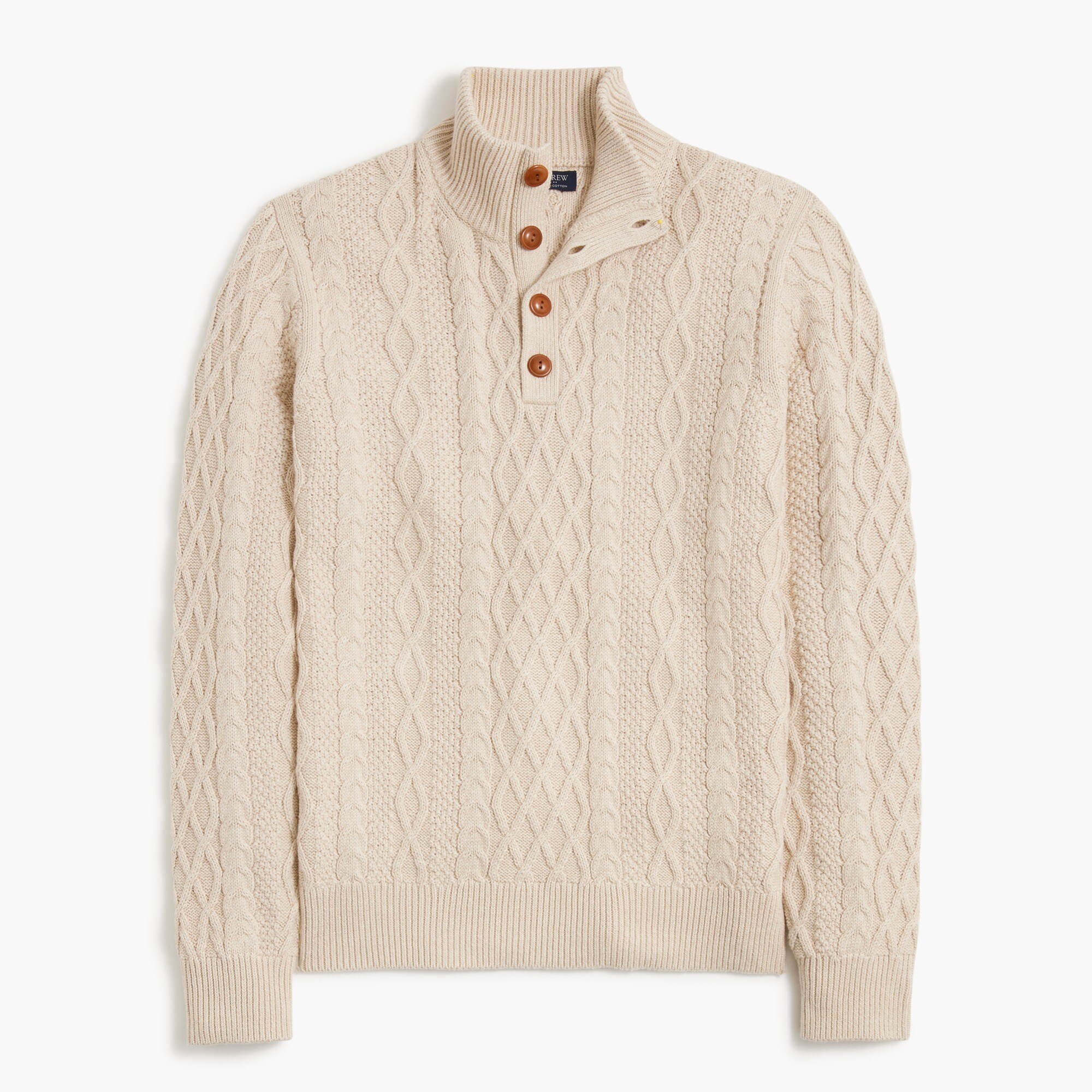 Cable-knit mockneck sweater