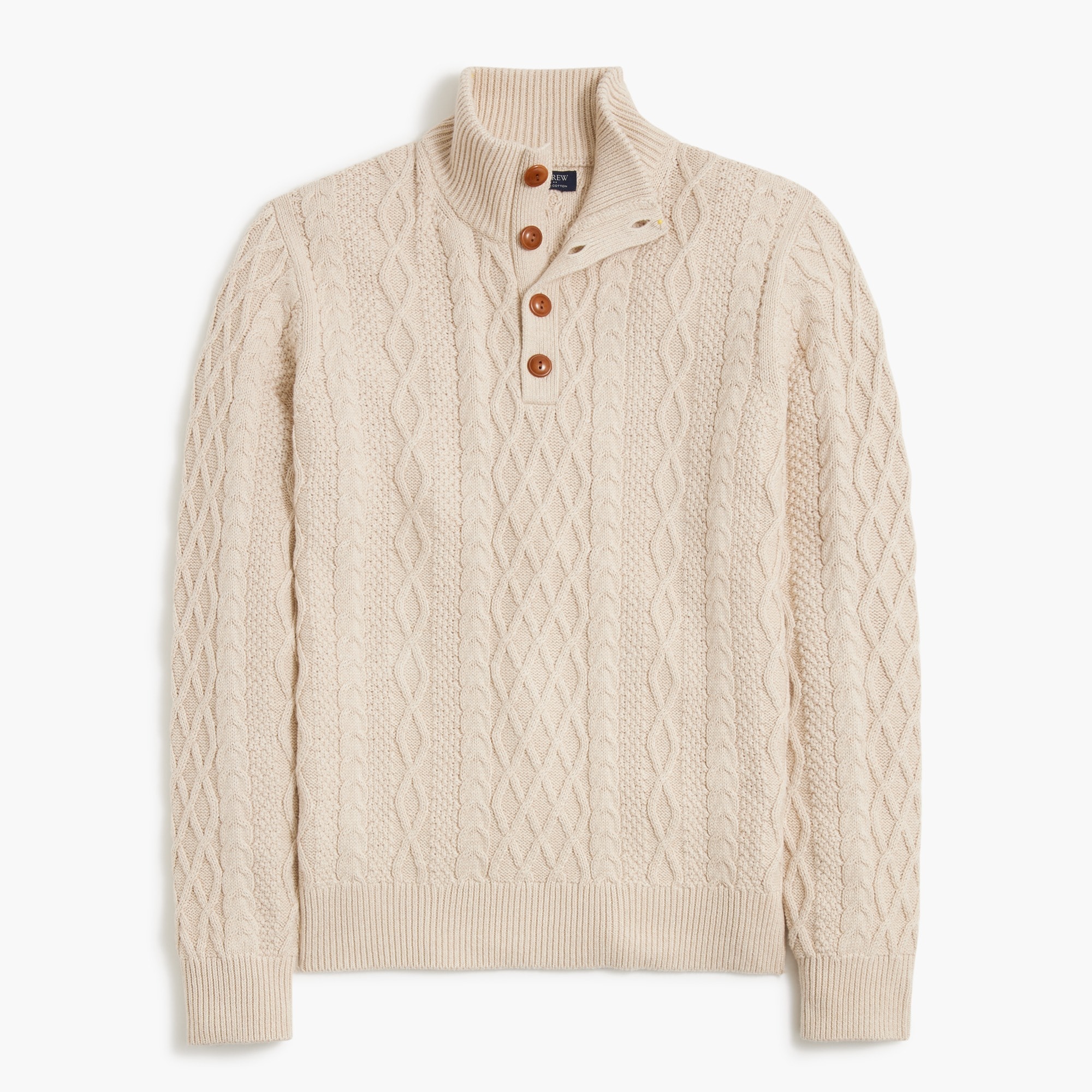 Cable-knit mockneck sweater