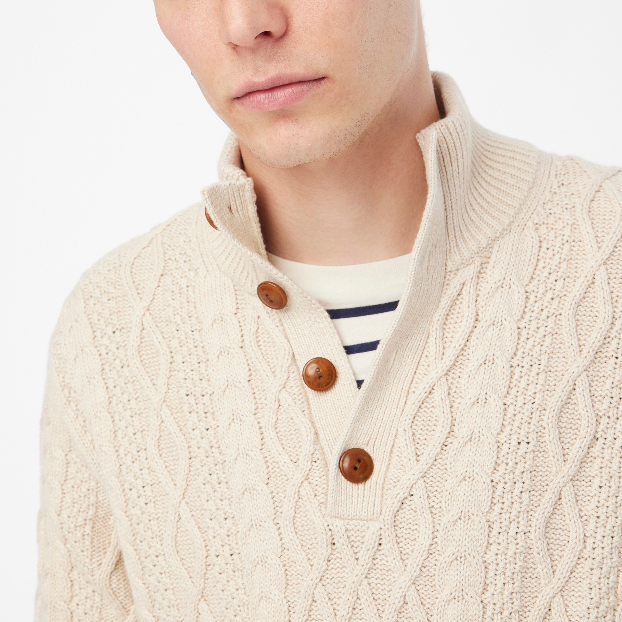 Cable-knit mockneck sweater