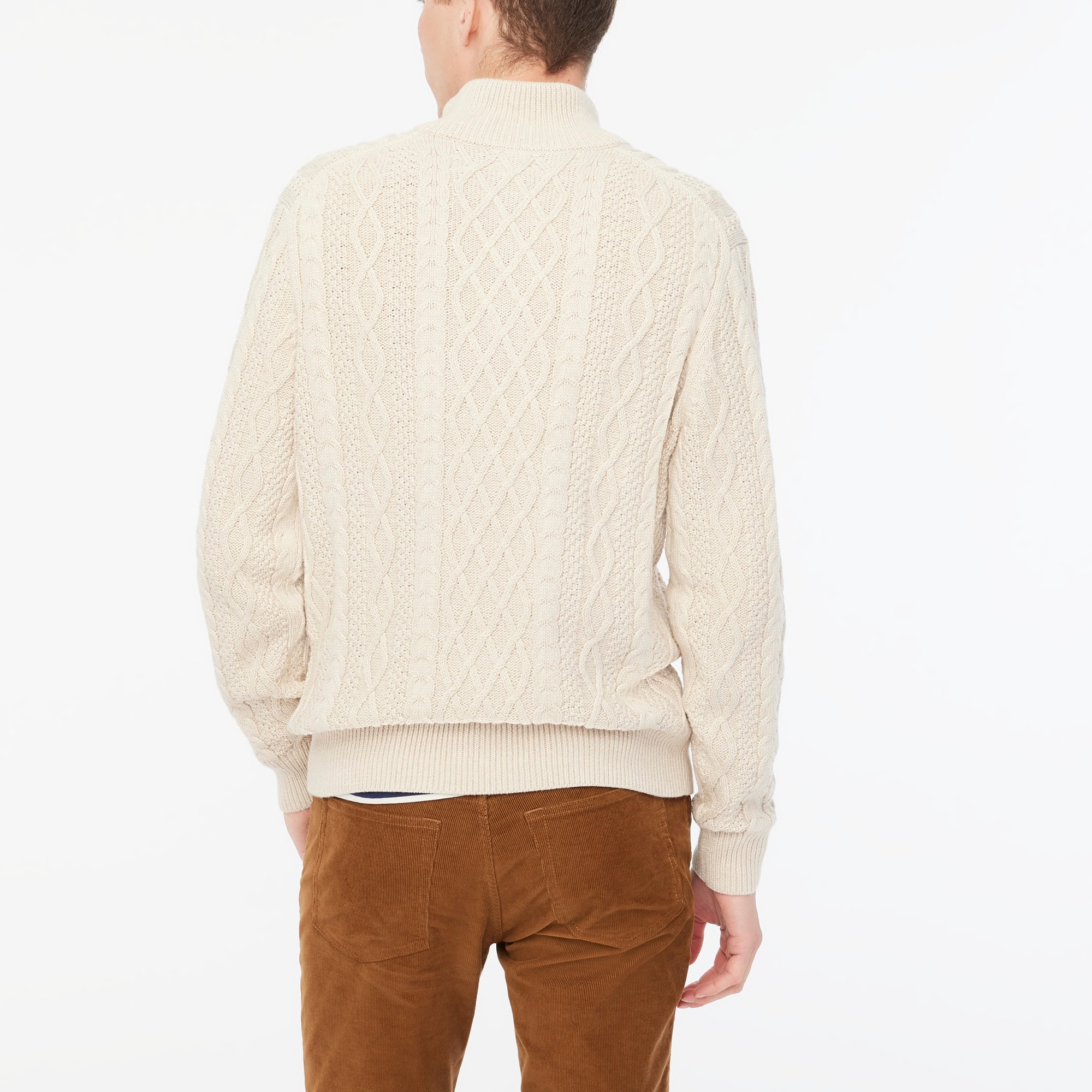 Cable-knit mockneck sweater