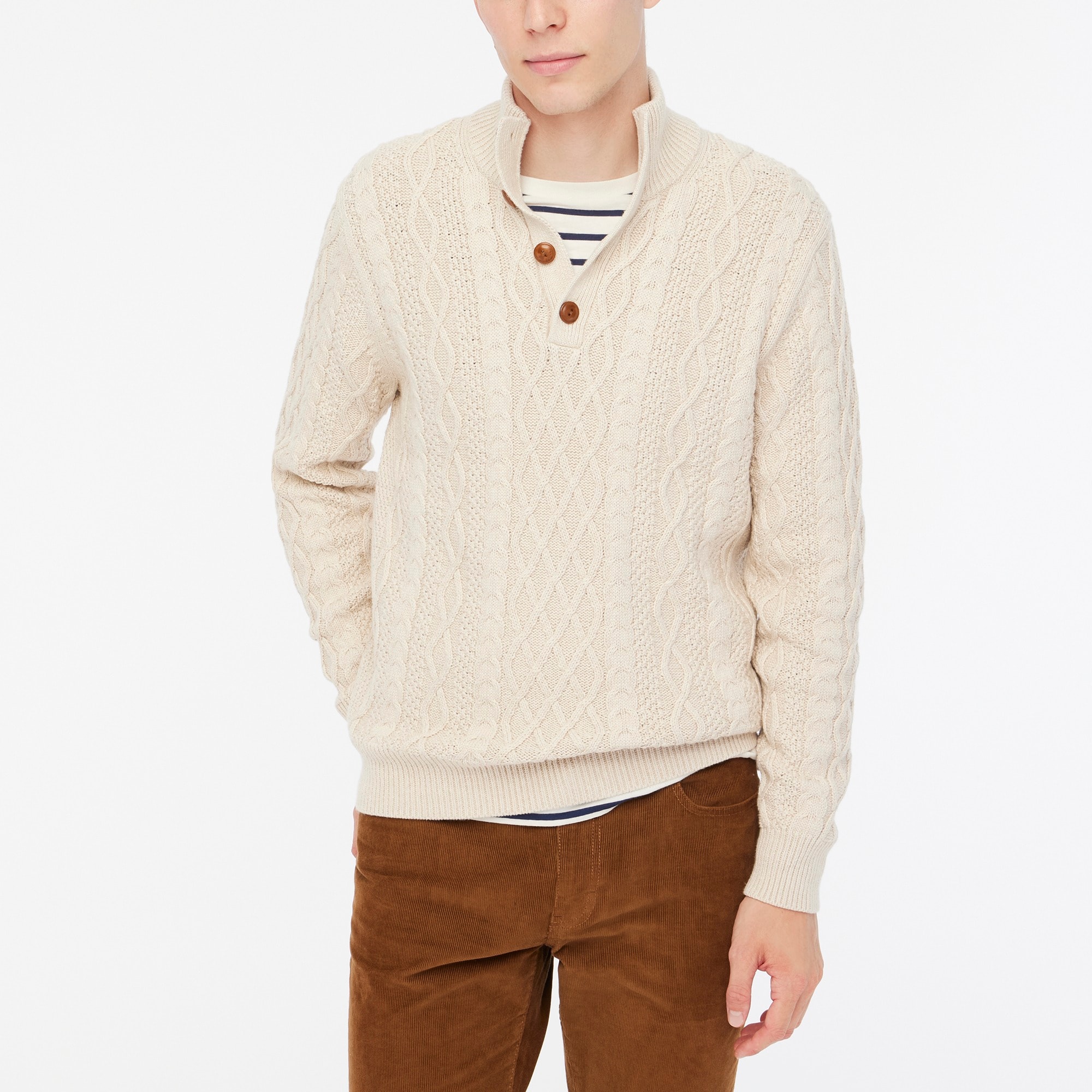 Cable-knit mockneck sweater