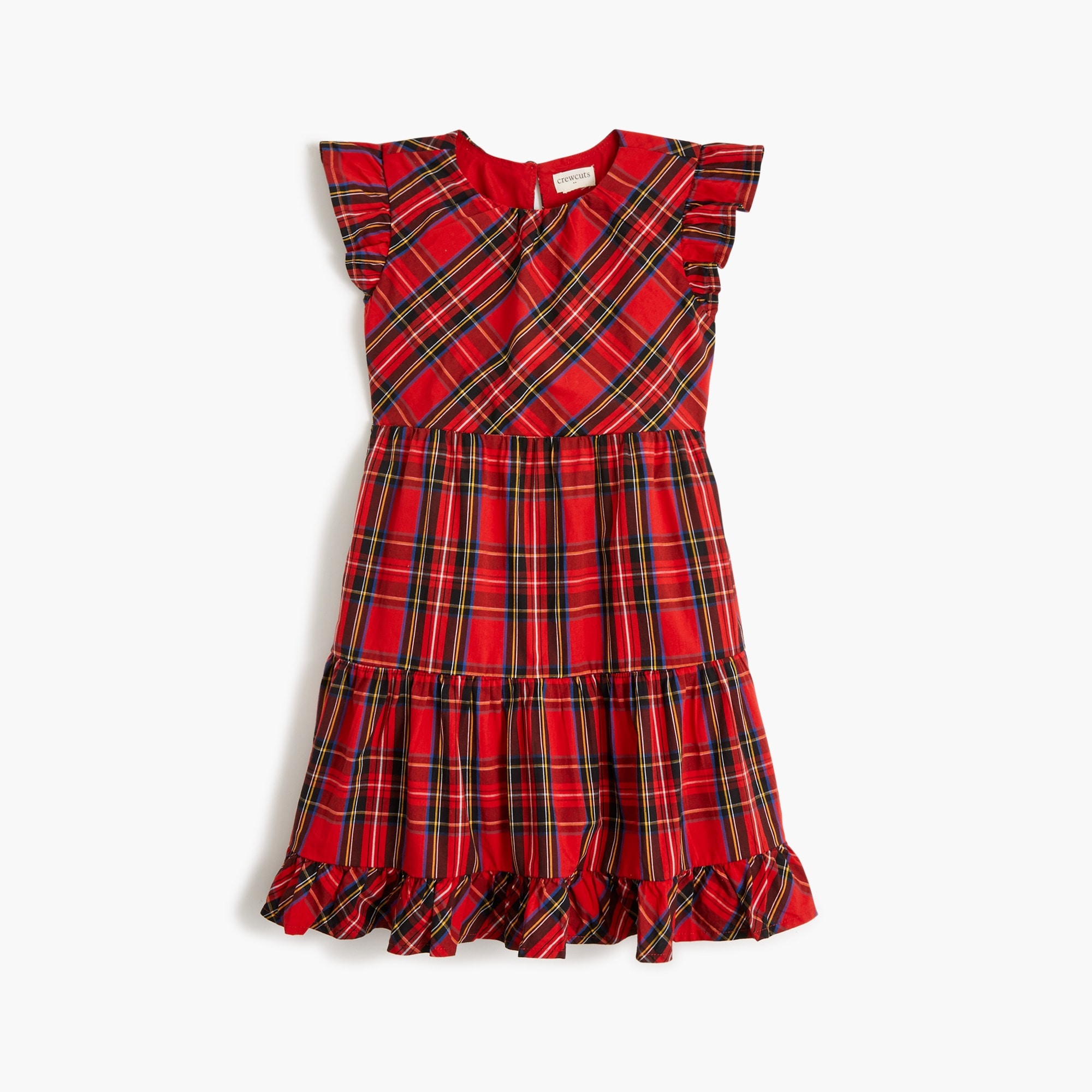  Girls' tartan ruffle tiered dress