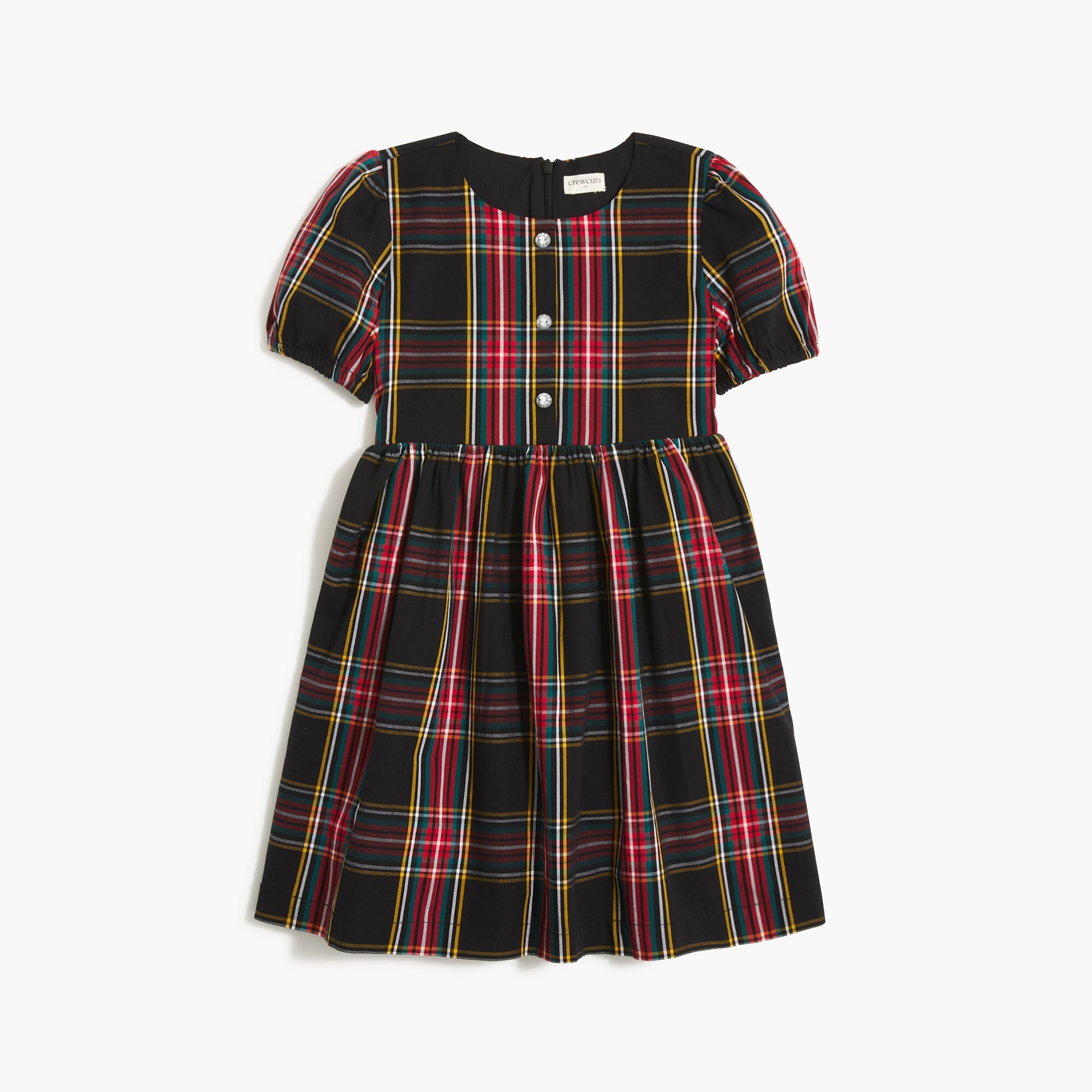  Girls' Stewart tartan jewel button-front dress