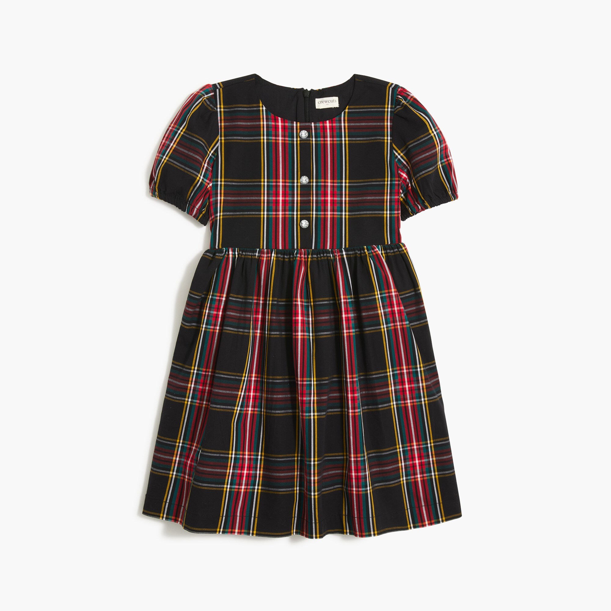 girls' stewart tartan jewel button-front dress for girls