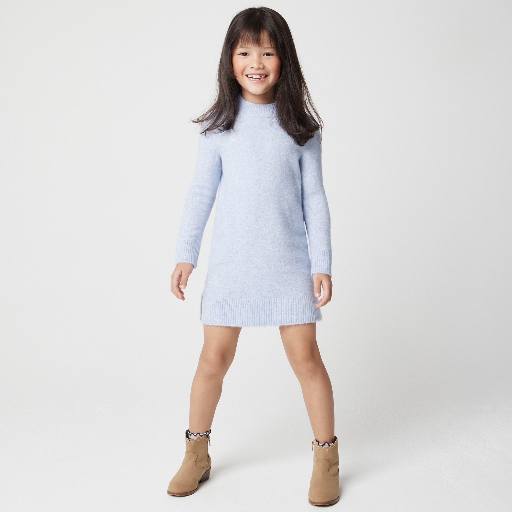  Girls' sweater-dress in extra-soft yarn