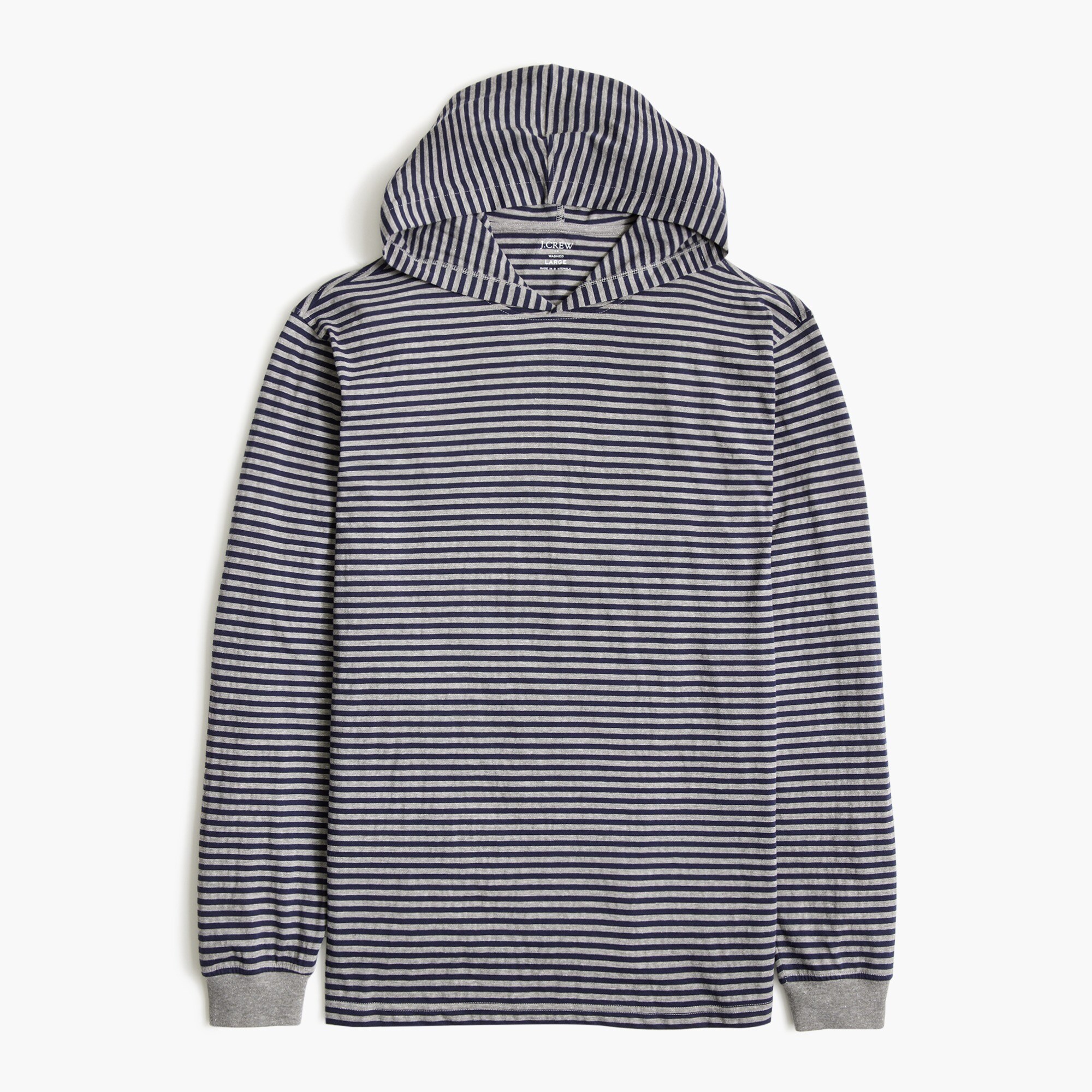 striped long-sleeve washed jersey hoodie for men
