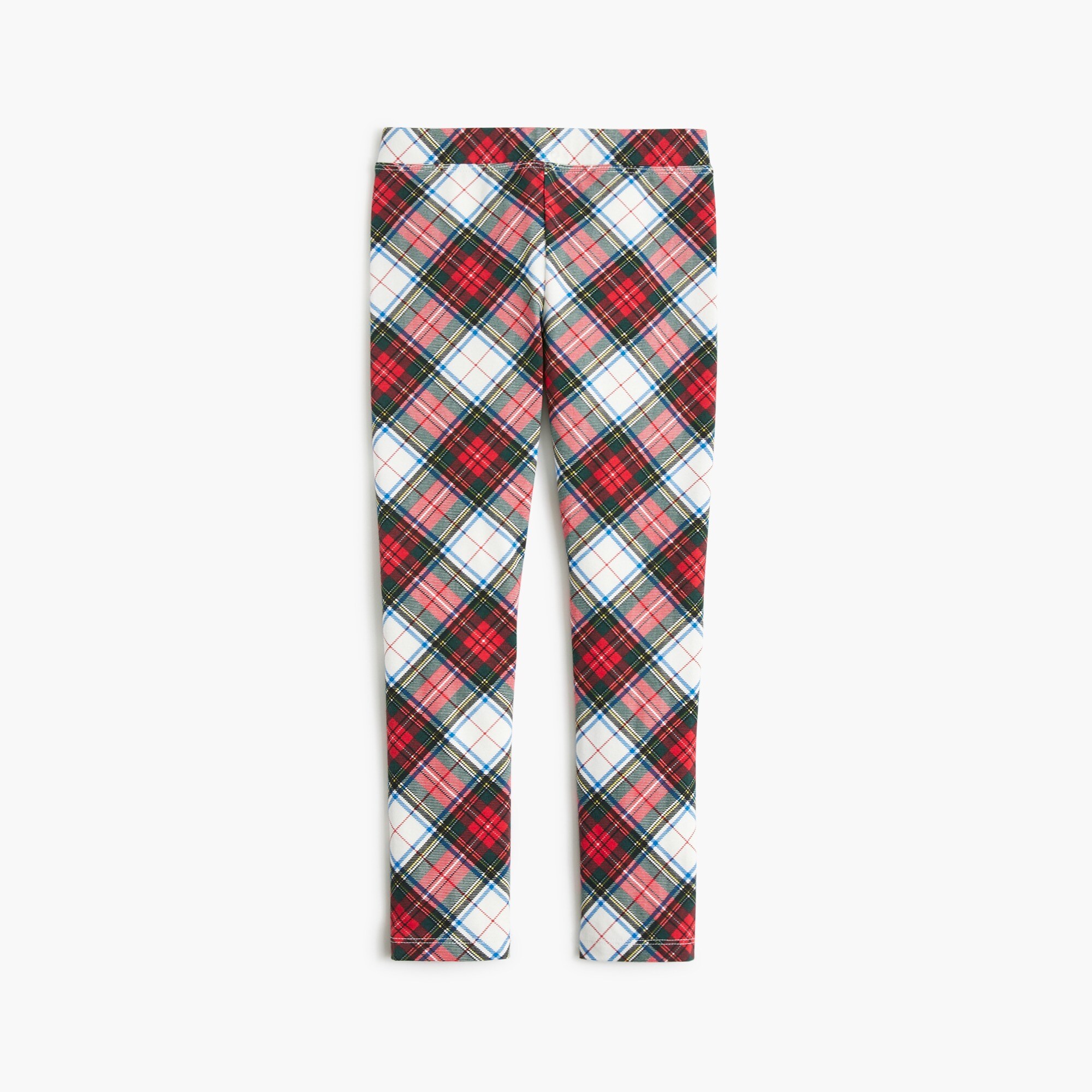 Girls' white tartan leggings