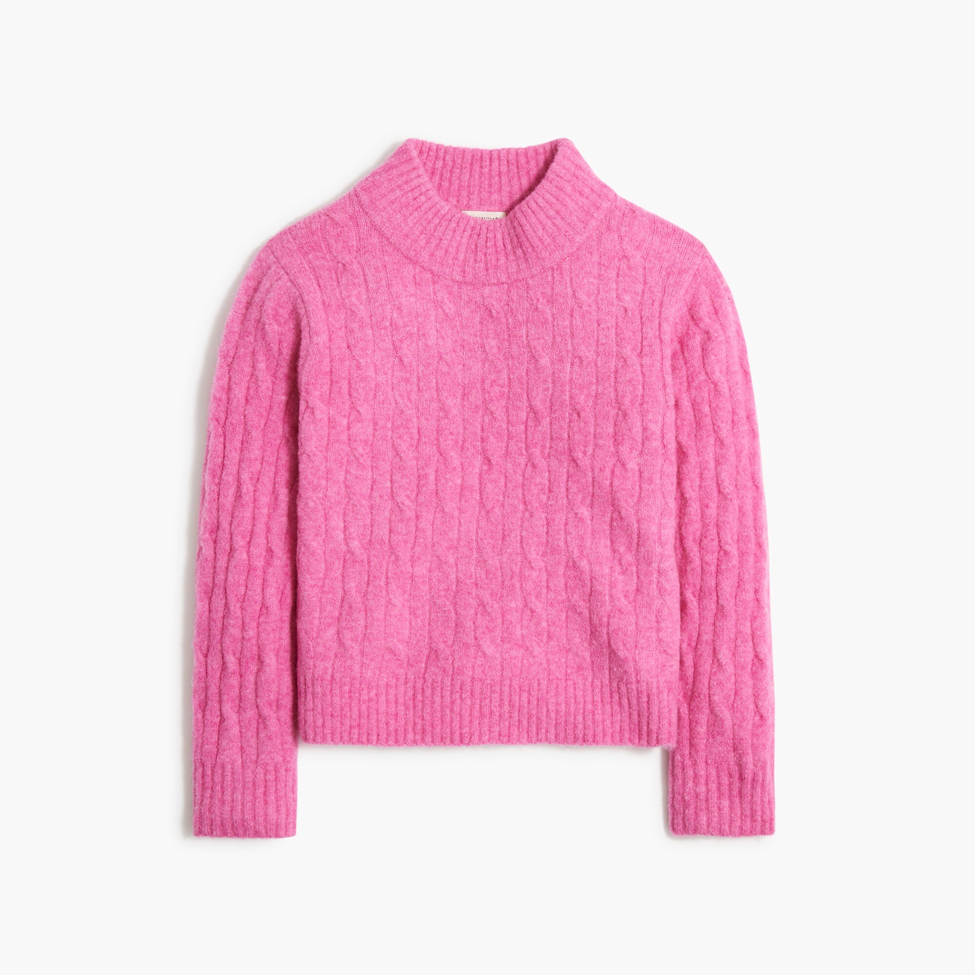  Girls' cable mockneck sweater in extra-soft yarn