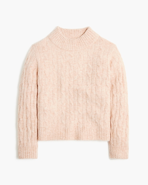 girls Girls' cable mockneck sweater in extra-soft yarn