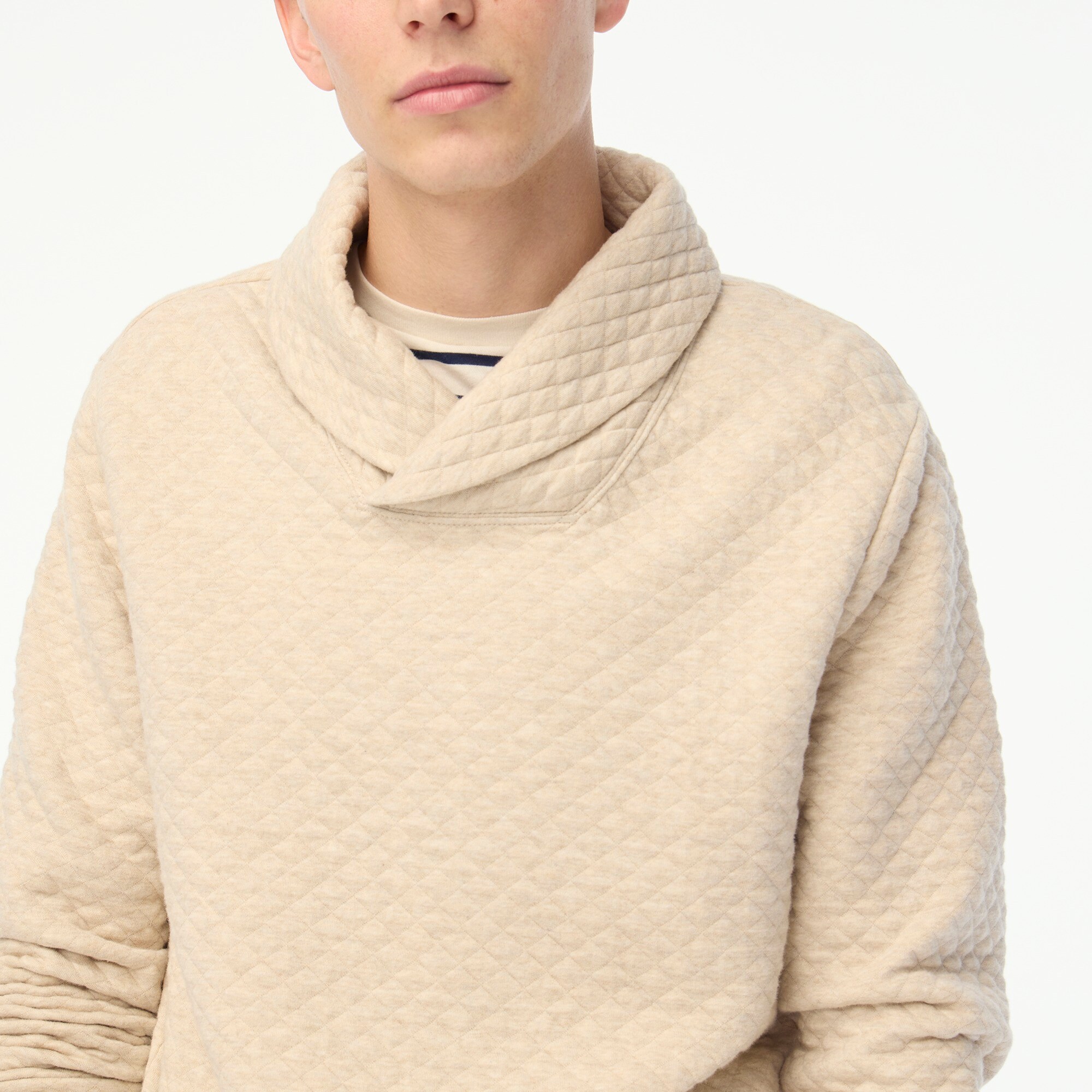 mens Quilted pullover with shawl collar