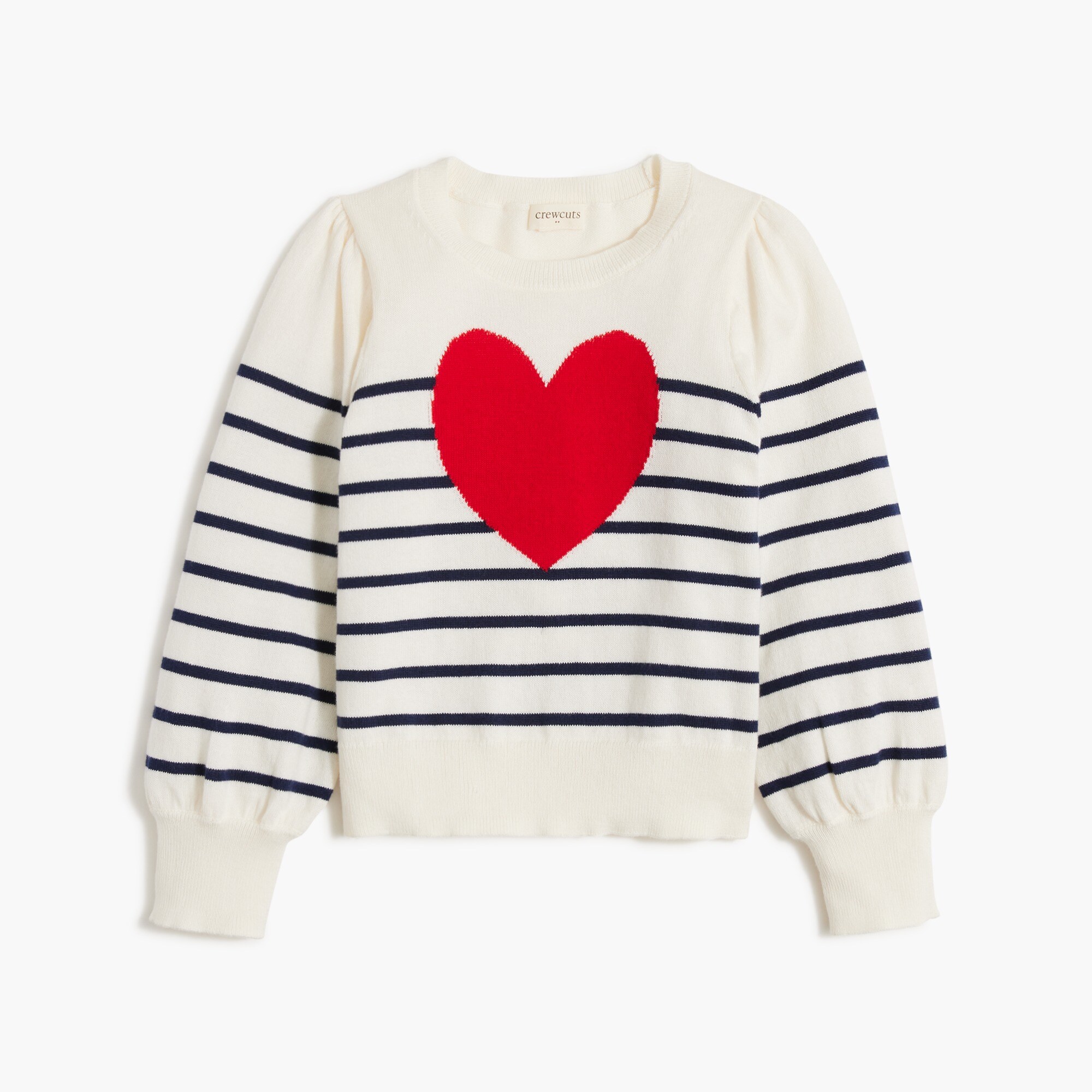 Girls' striped heart sweater