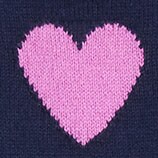 Girls' allover-heart sweater NAVY PINK factory: girls' allover-heart sweater for girls