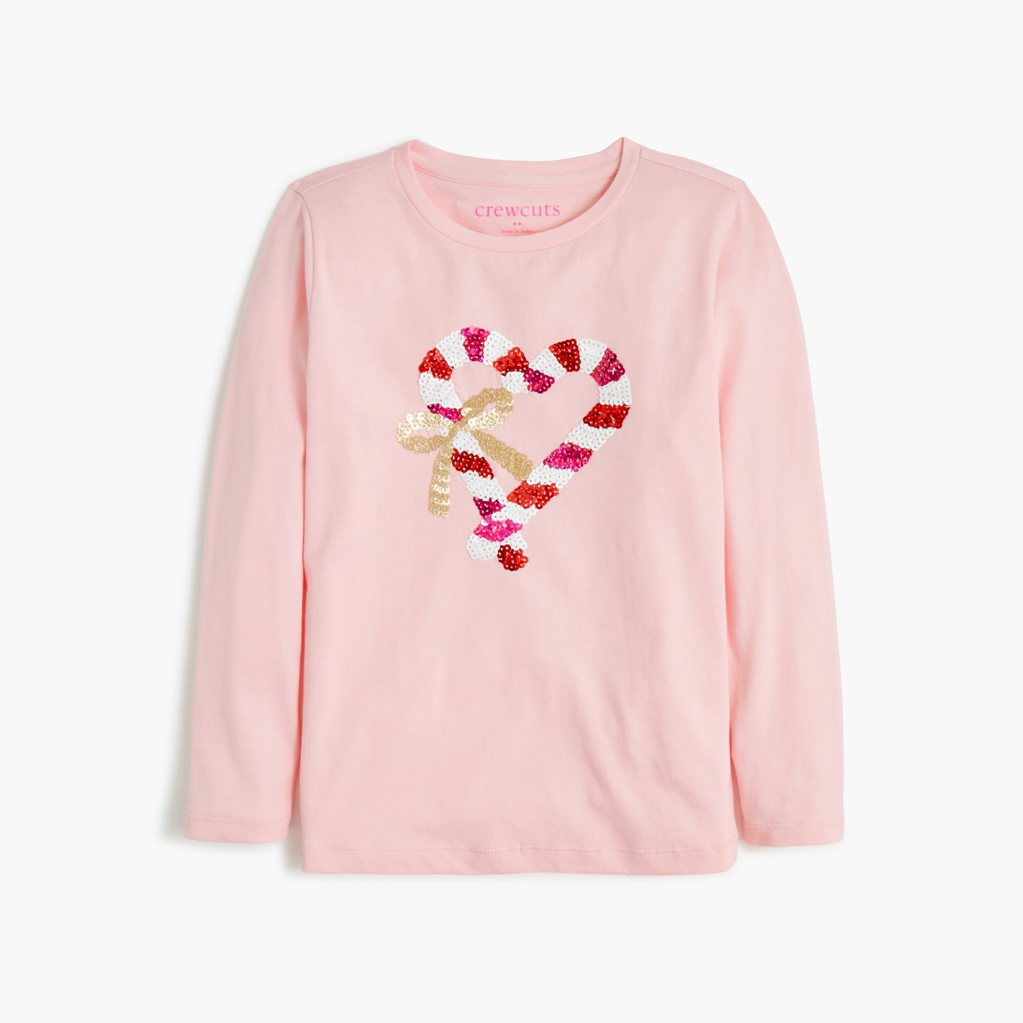 girlsâ sequin candy cane heart graphic tee for girls