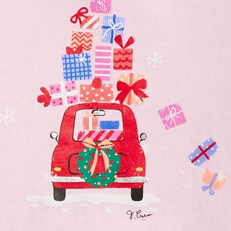 Girls' car with gifts graphic tee PRESENT CAR factory: girls' car with gifts graphic tee for girls