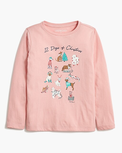 girls Girls' &quot;12 dogs of Christmas&quot; graphic tee