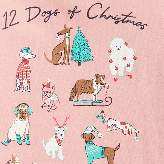 Girls' &quot;12 dogs of Christmas&quot; graphic tee TWELVE DOGS OF CHRISTMA factory: girls' &quot;12 dogs of christmas&quot; graphic tee for girls