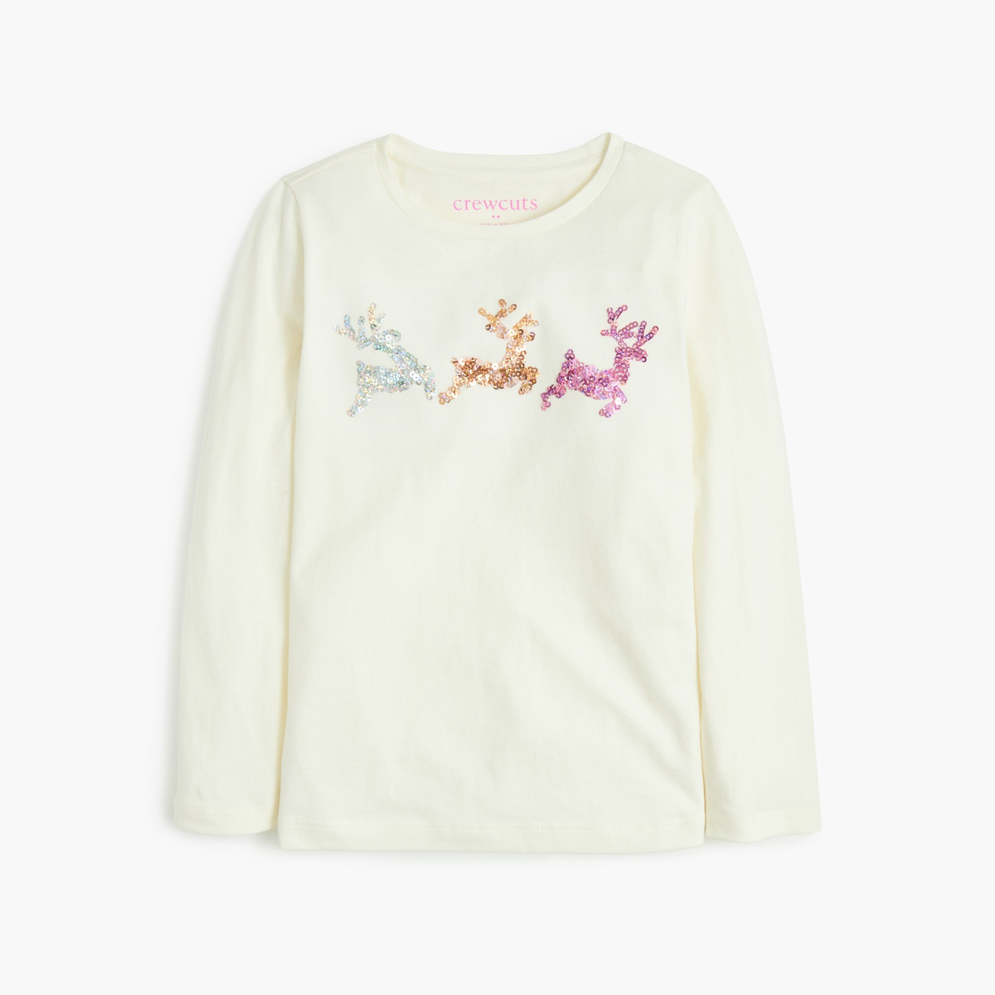 Girls' sequin reindeer graphic tee