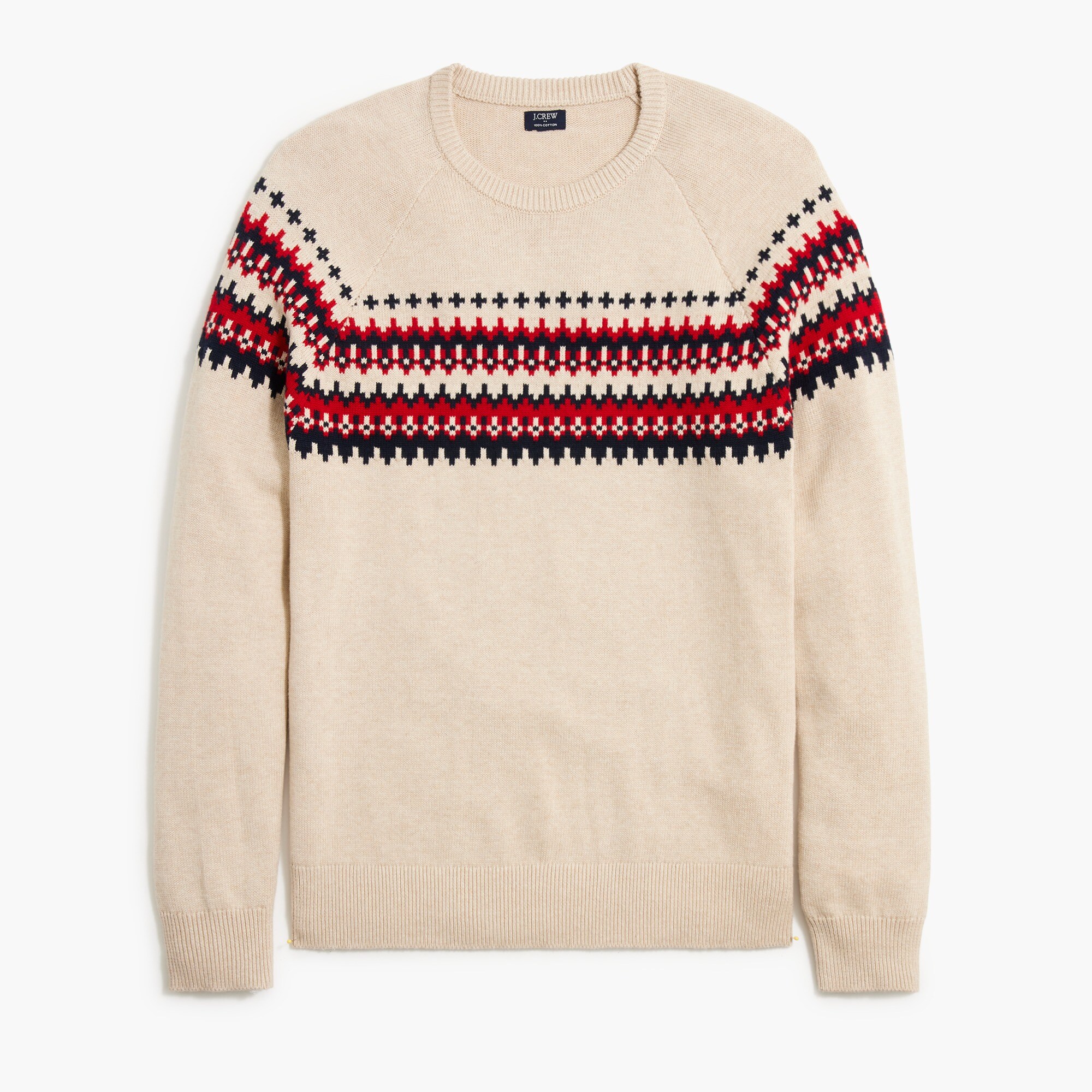 cotton fair isle crewneck sweater for men
