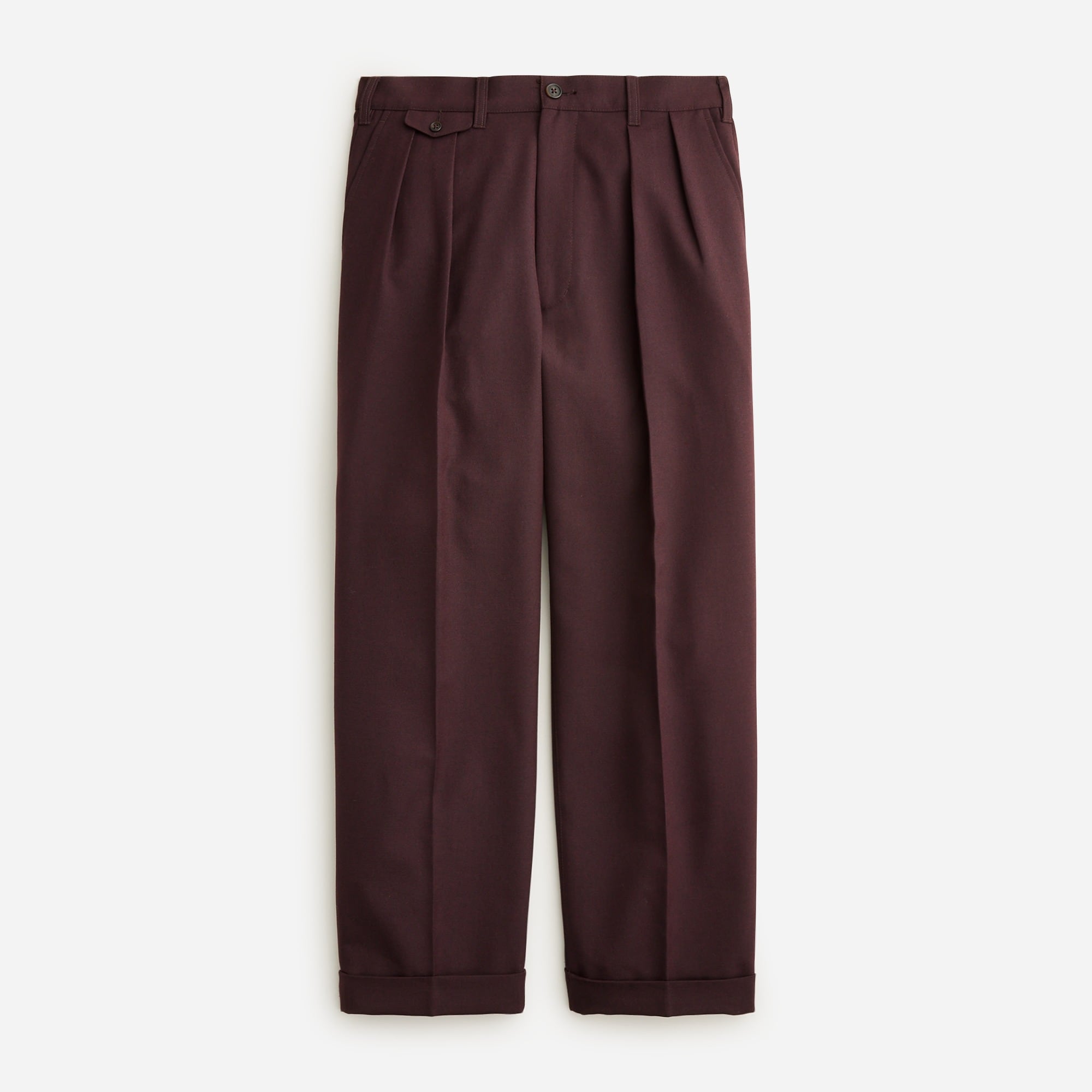 Wool Double-Face Pleated Tapered Pants