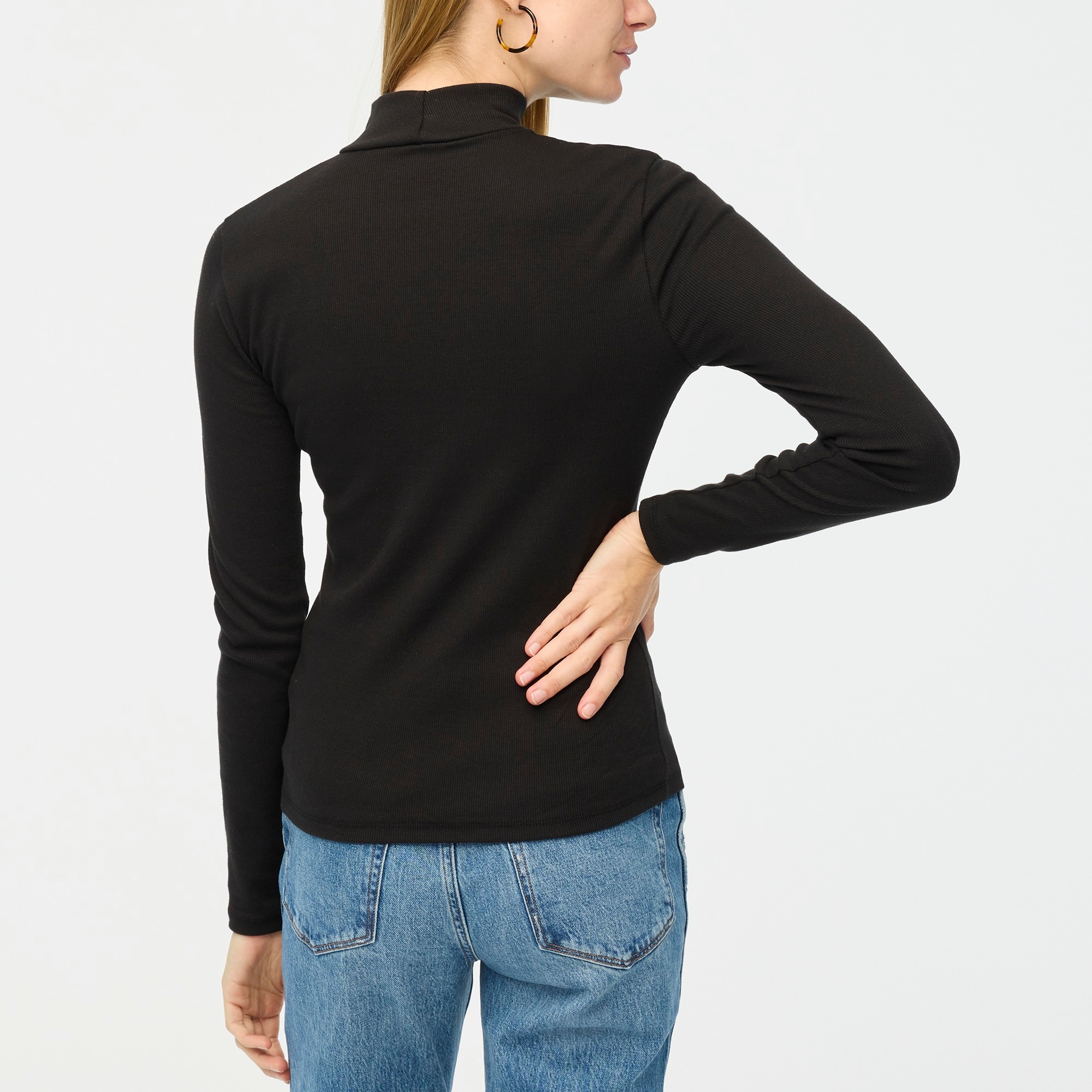 Ribbed-knit mockneck top