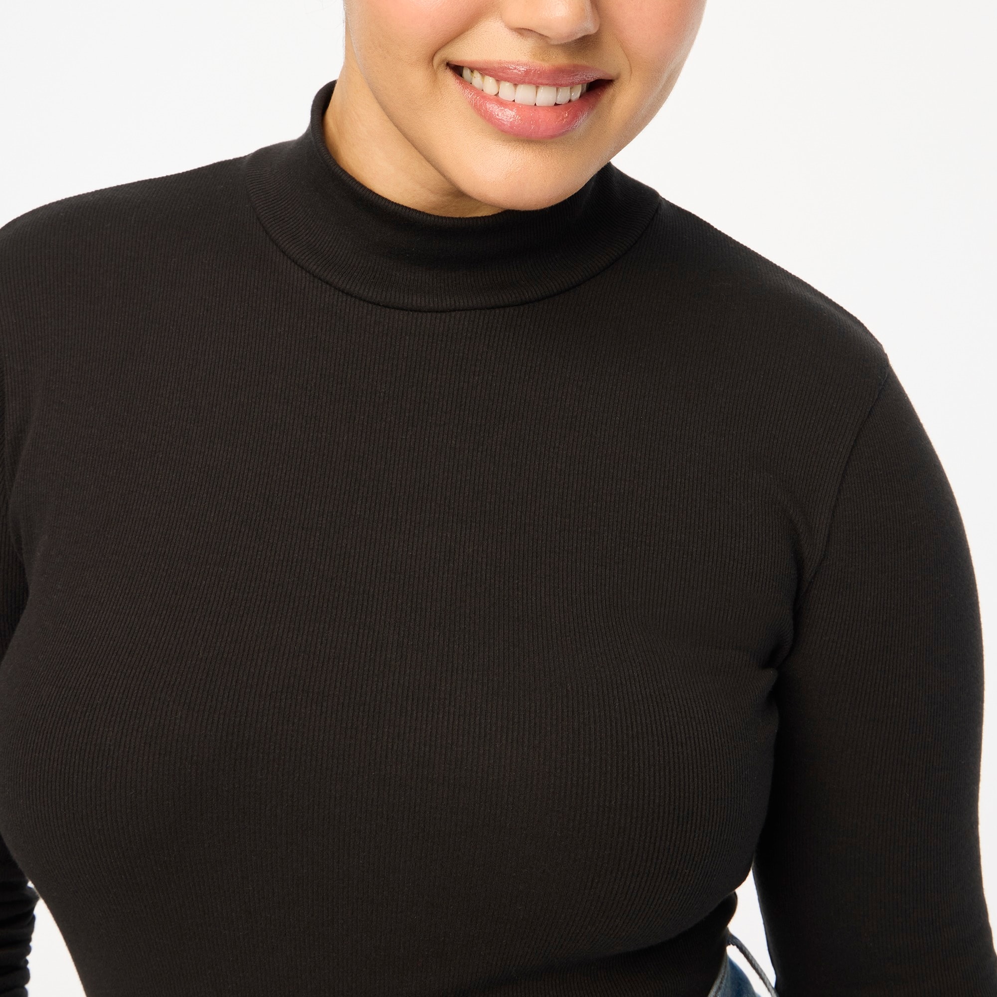 Ribbed-knit mockneck top