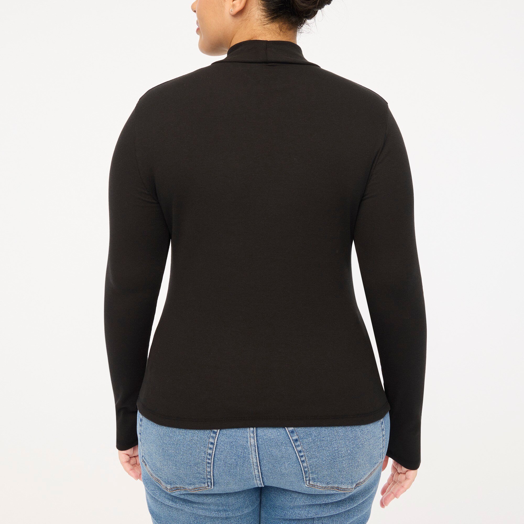 Ribbed-knit mockneck top