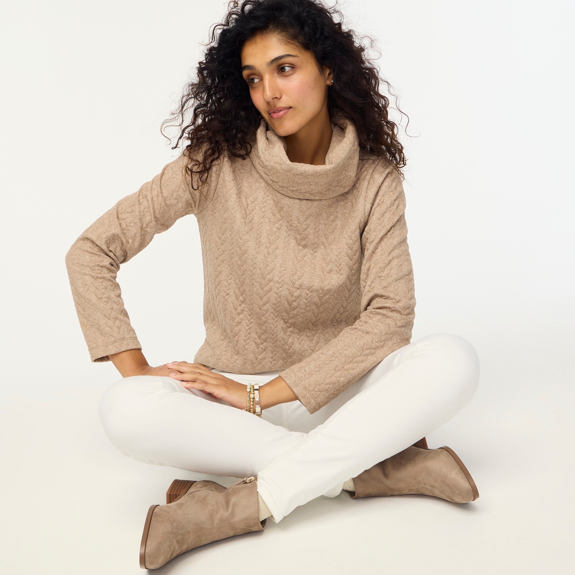 womens Cable-knit cowlneck top