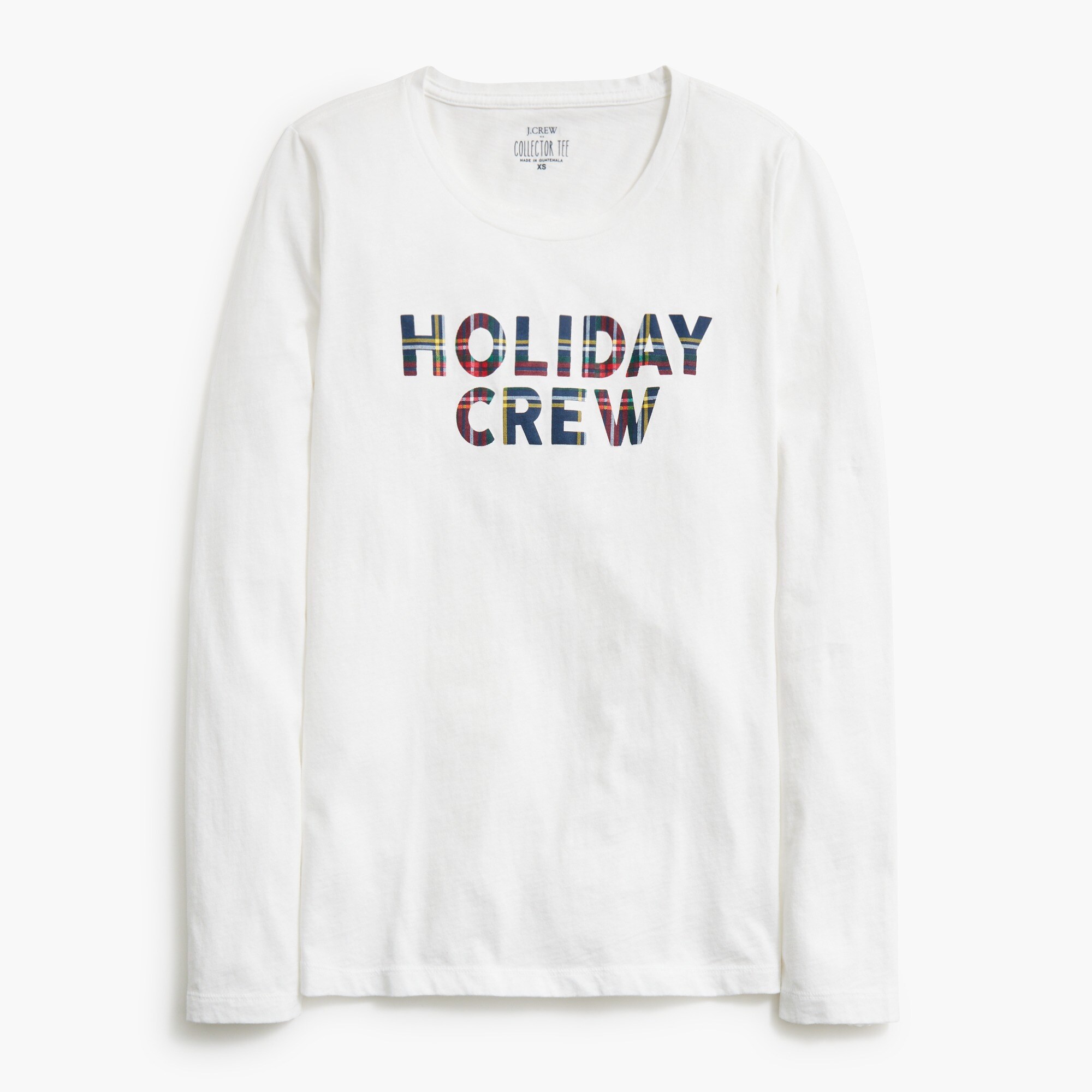 plaid "holiday crew" graphic tee for women