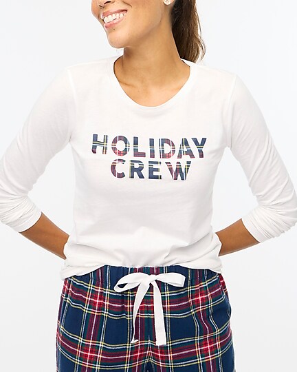 factory: plaid &quot;holiday crew&quot; graphic tee for women
