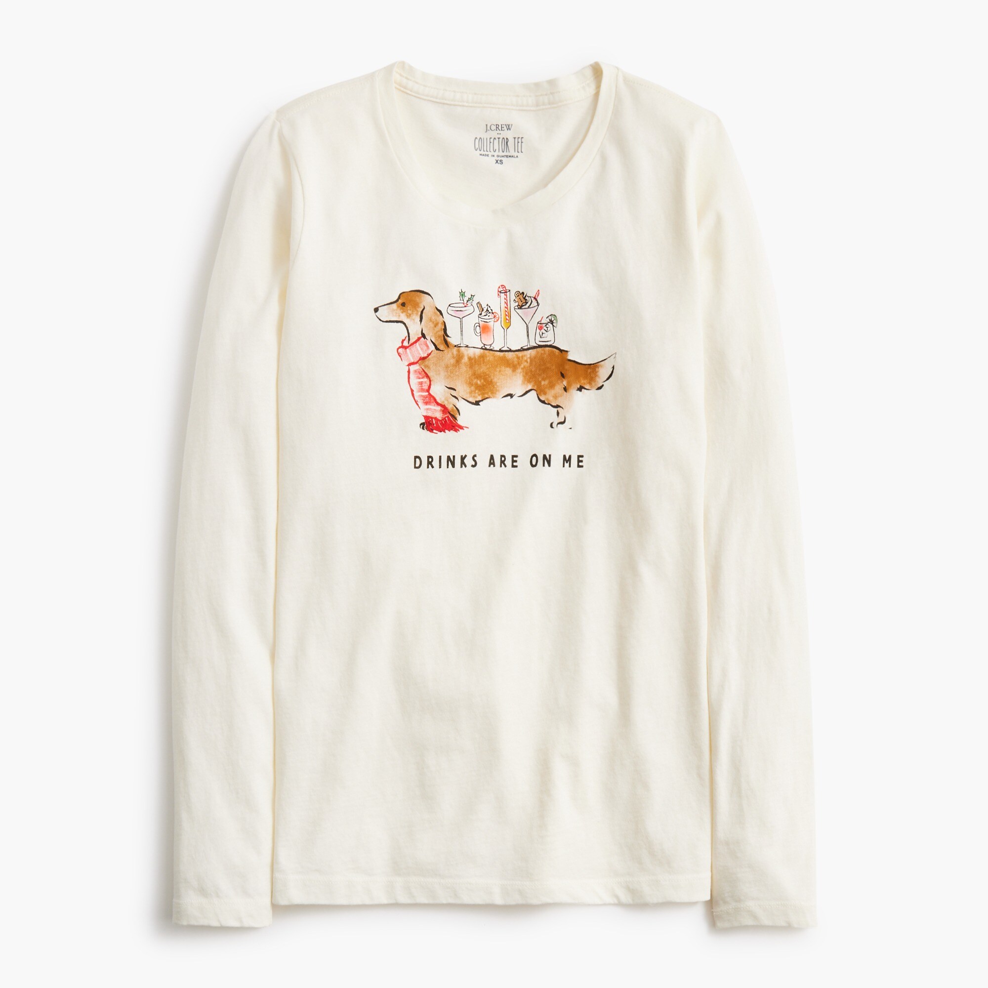 "drinks are on me" dog graphic tee for women