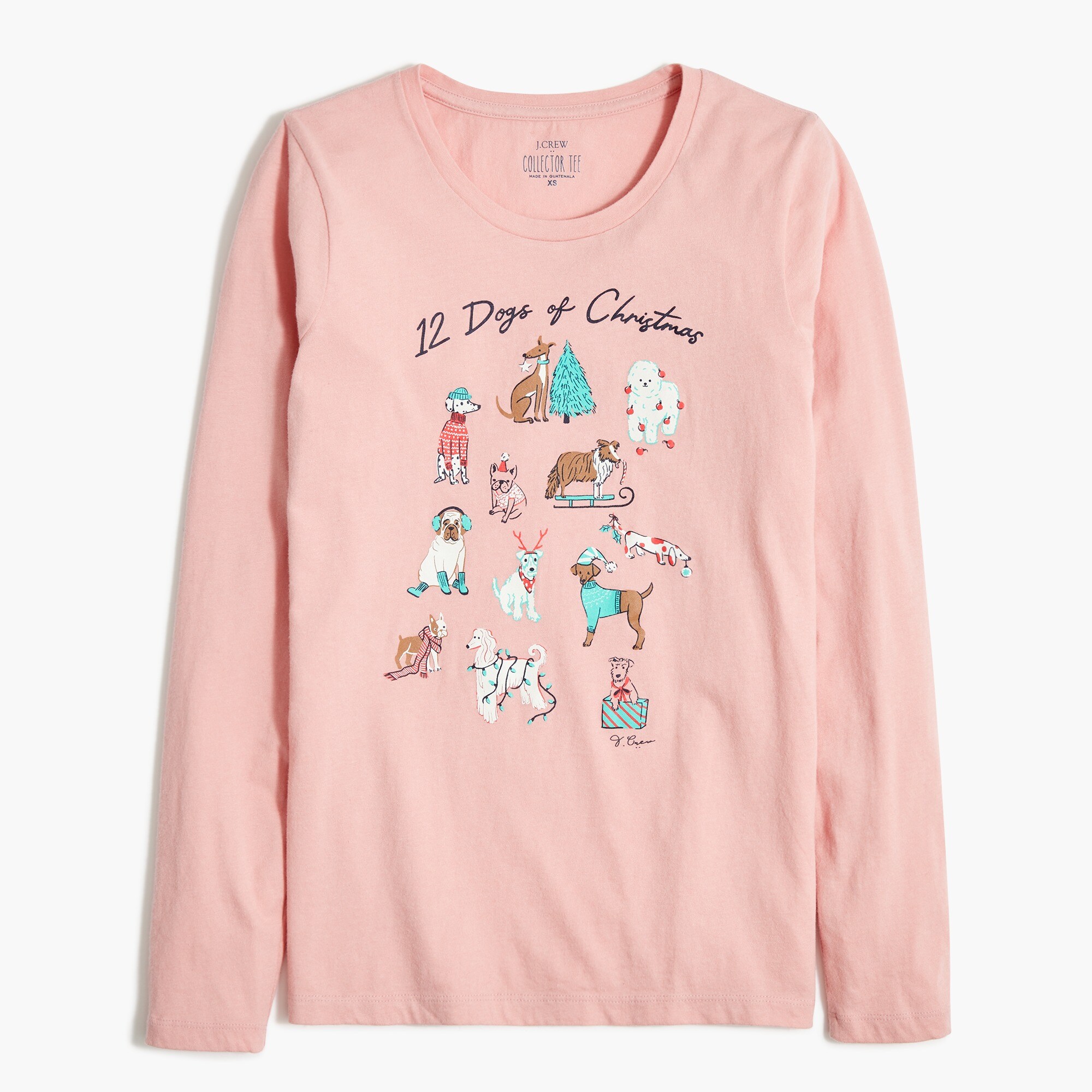 "12 dogs of christmas" graphic tee for women