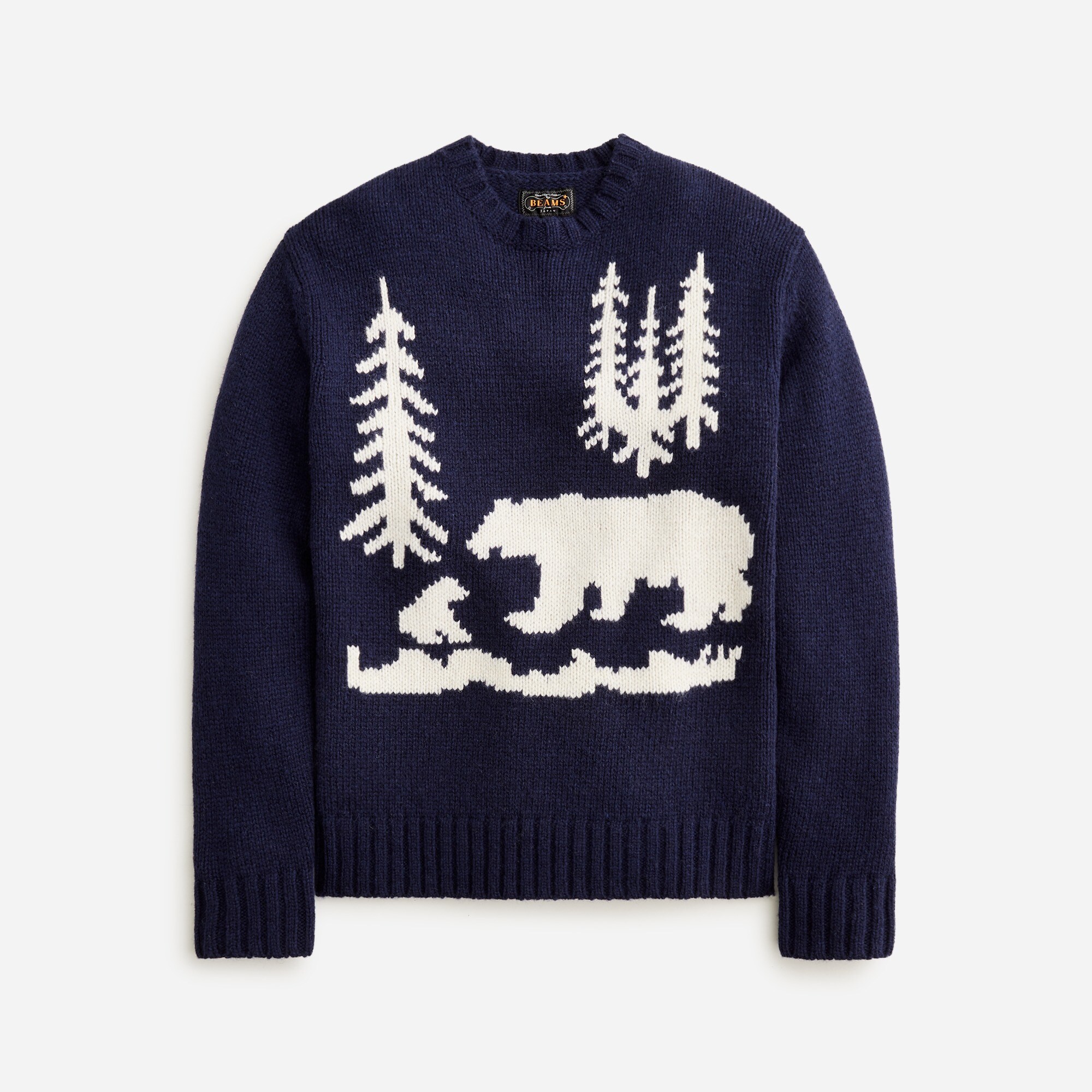 mens BEAMS PLUS wool sweater with winter scene