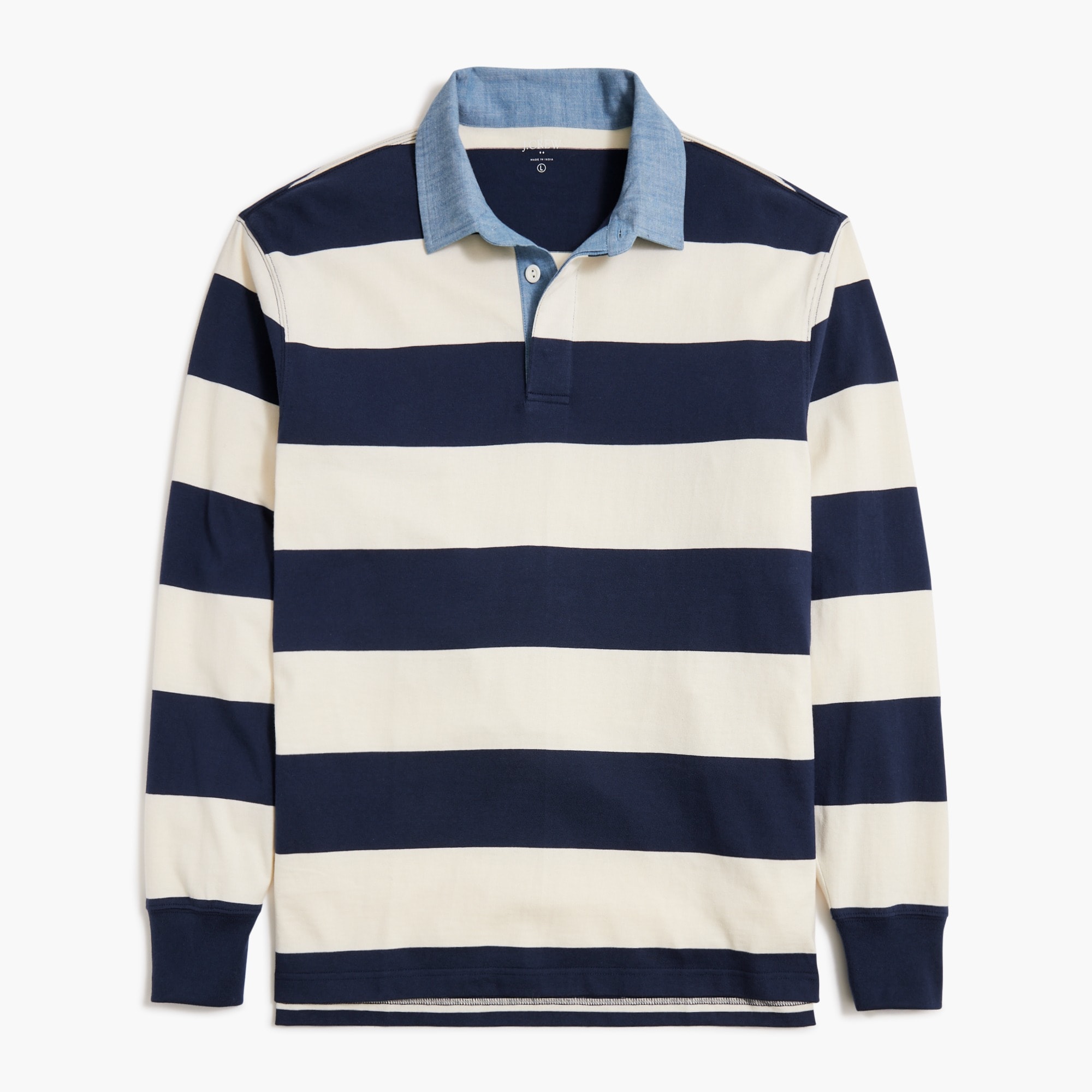 Rugby polo shirt with chambray collar