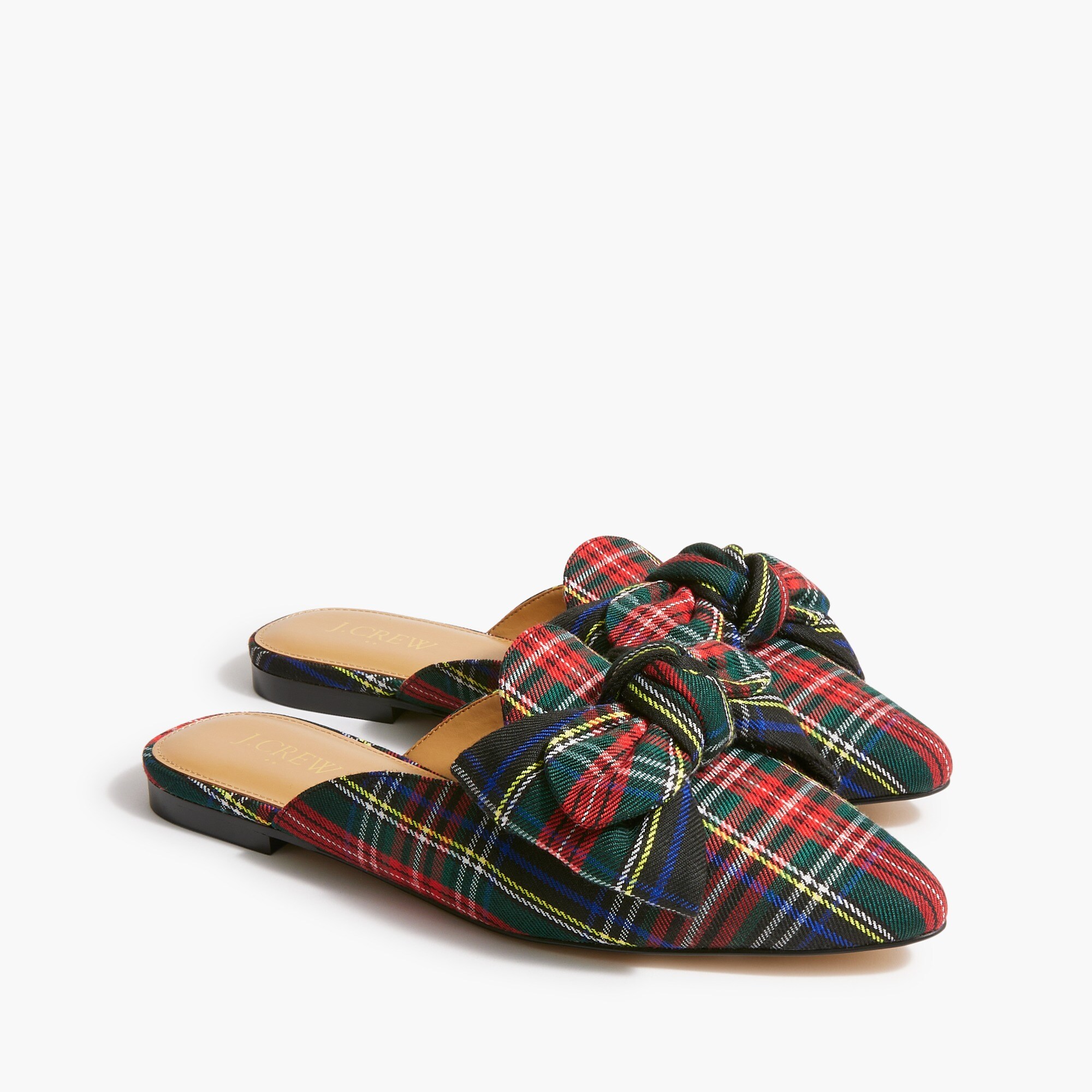 tartan slip-on mules for women