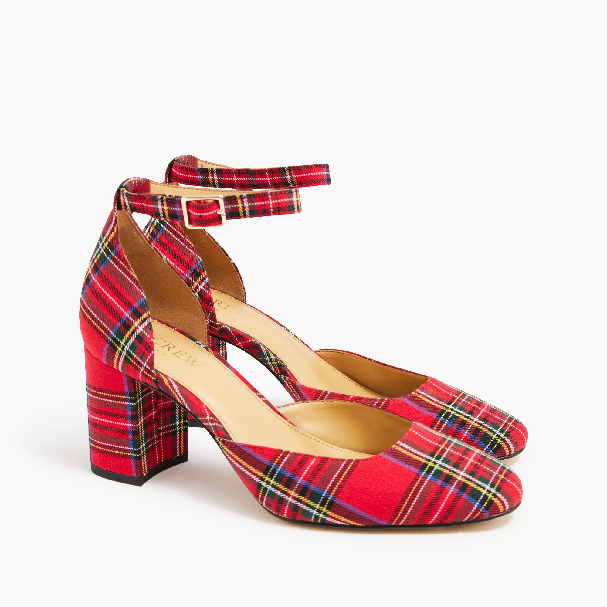  Tartan block heels with ankle strap