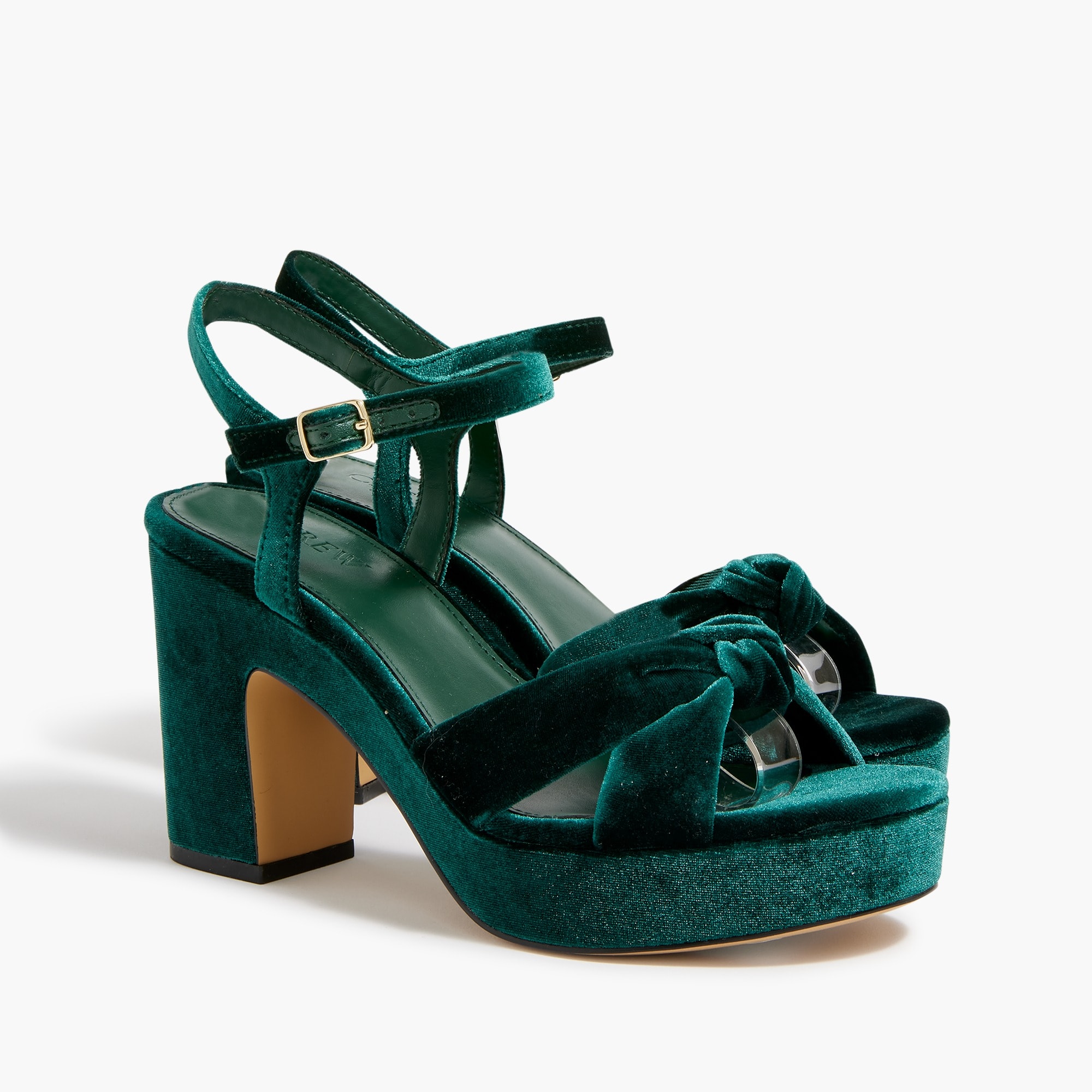 Velvet platform heels