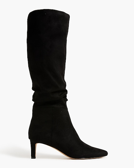 factory: sueded slouch knee-high boots for women