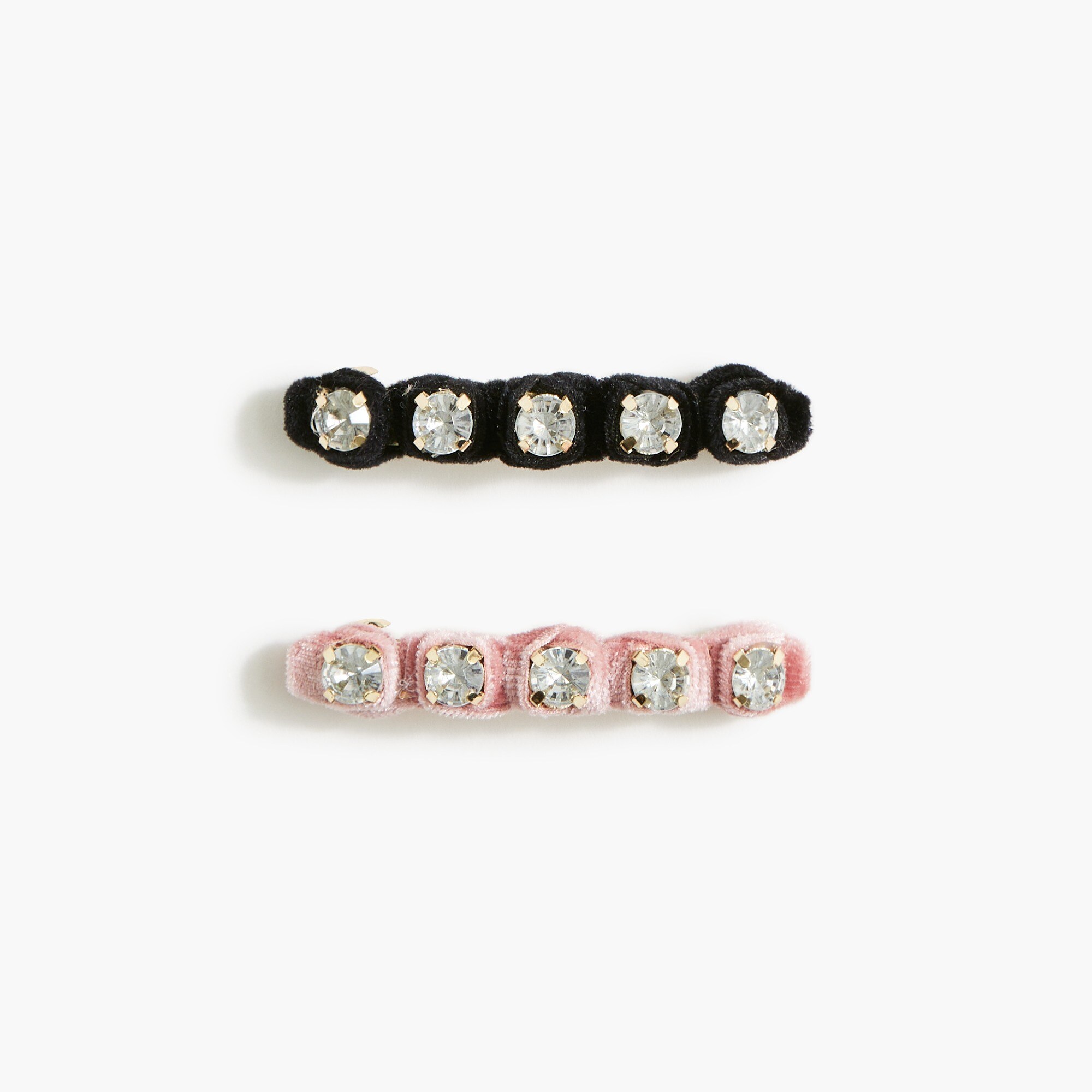 Velvet rhinestone barrette set