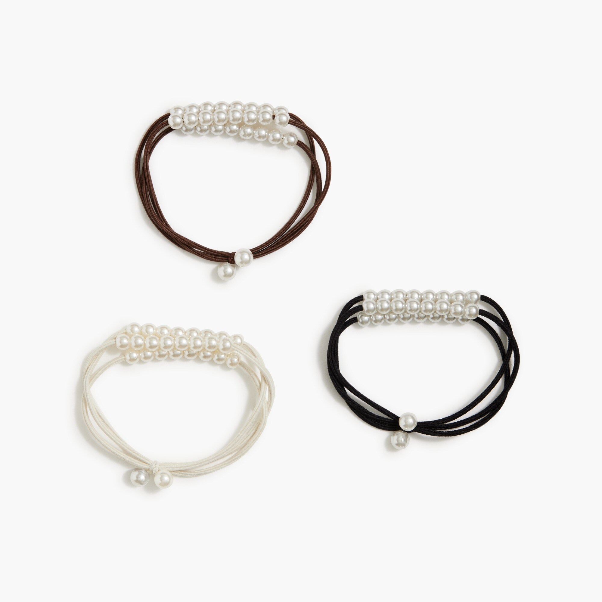 Pearl beaded hair-tie set