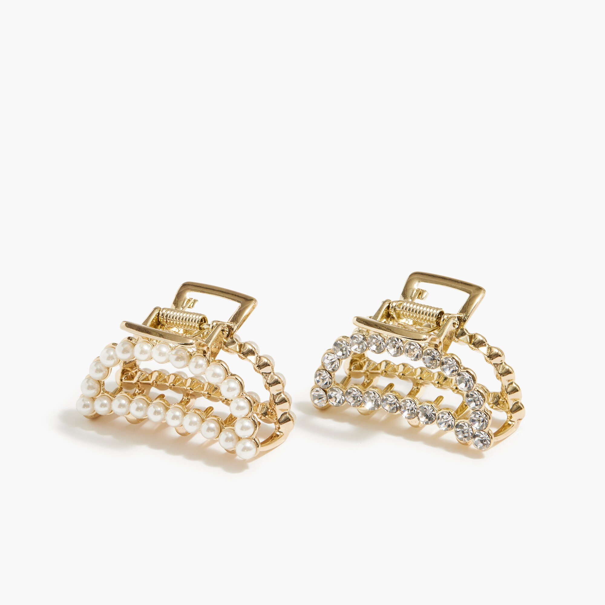 Small pearl and crystal claw clip set-of-two